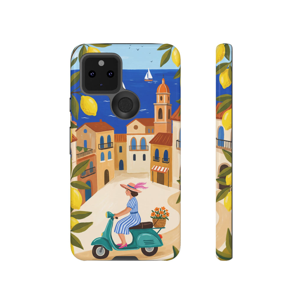 Mediterranean Scooter Google Pixel Phone Case | Coastal Lemon Grove Design