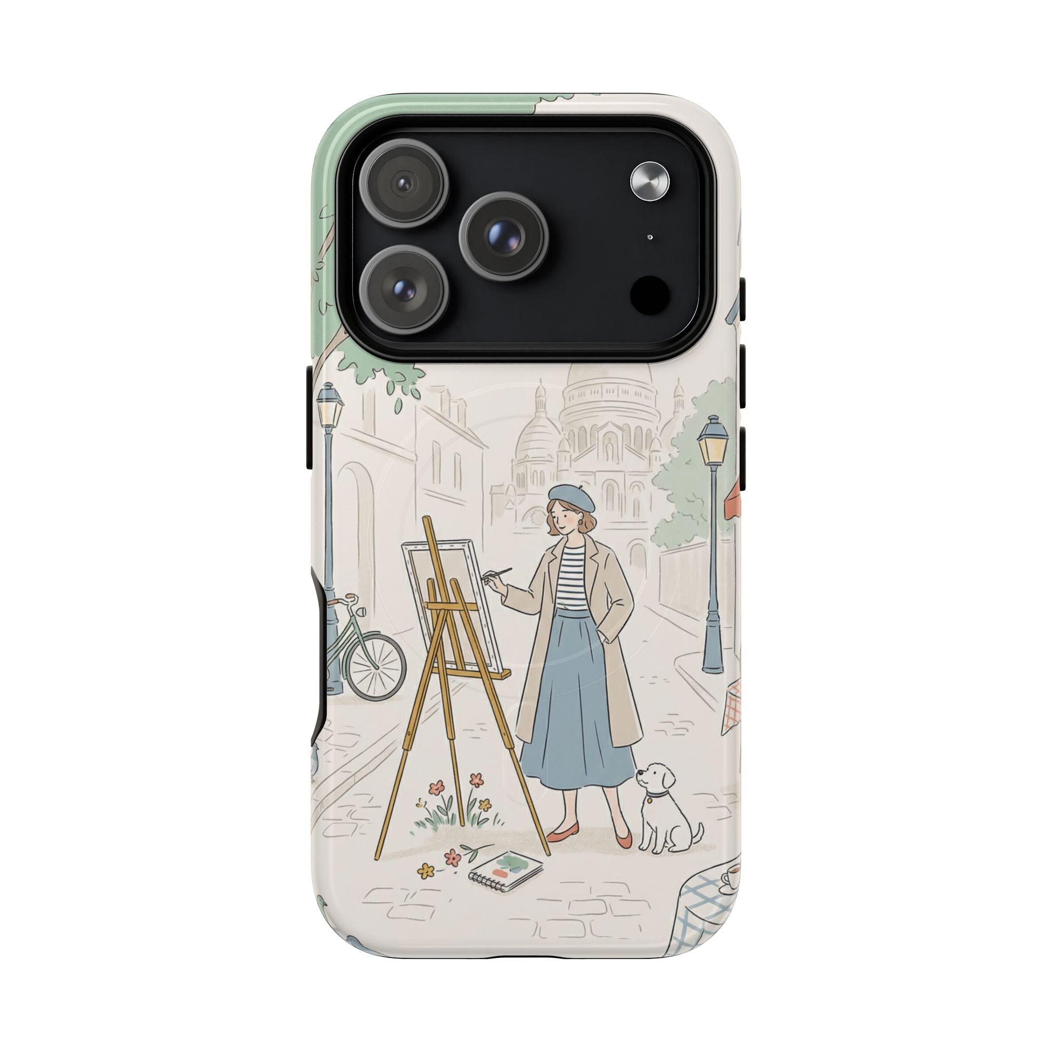 Artist in Paris MagSafe iPhone Case | Vintage Painter Street Scene Protective Cover
