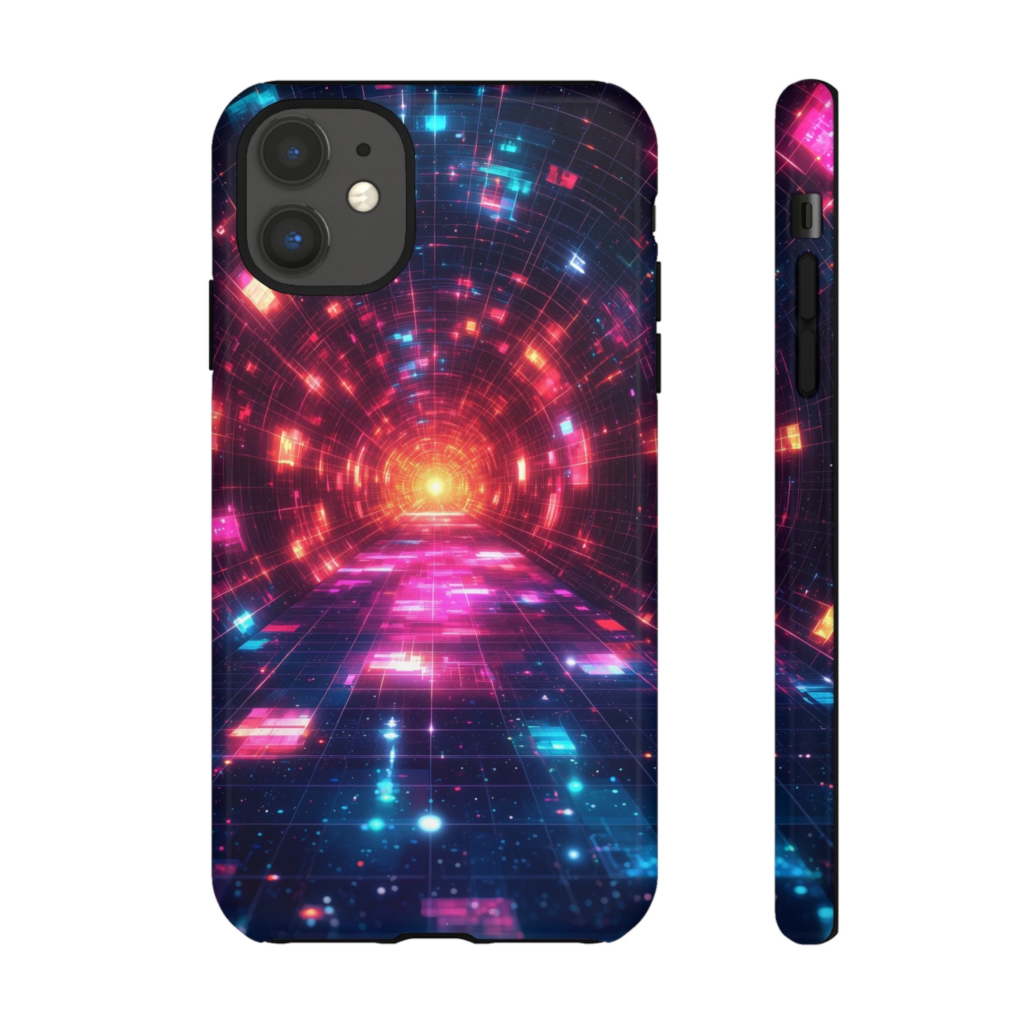 Neon Tunnel Tough iPhone Case — Retro Futuristic Galaxy Design