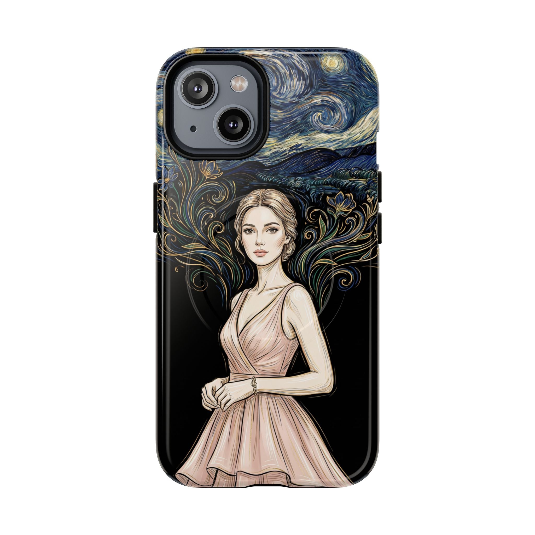 Art Nouveau Starry Night MagSafe iPhone Case | Elegant Woman Illustration Tough Case