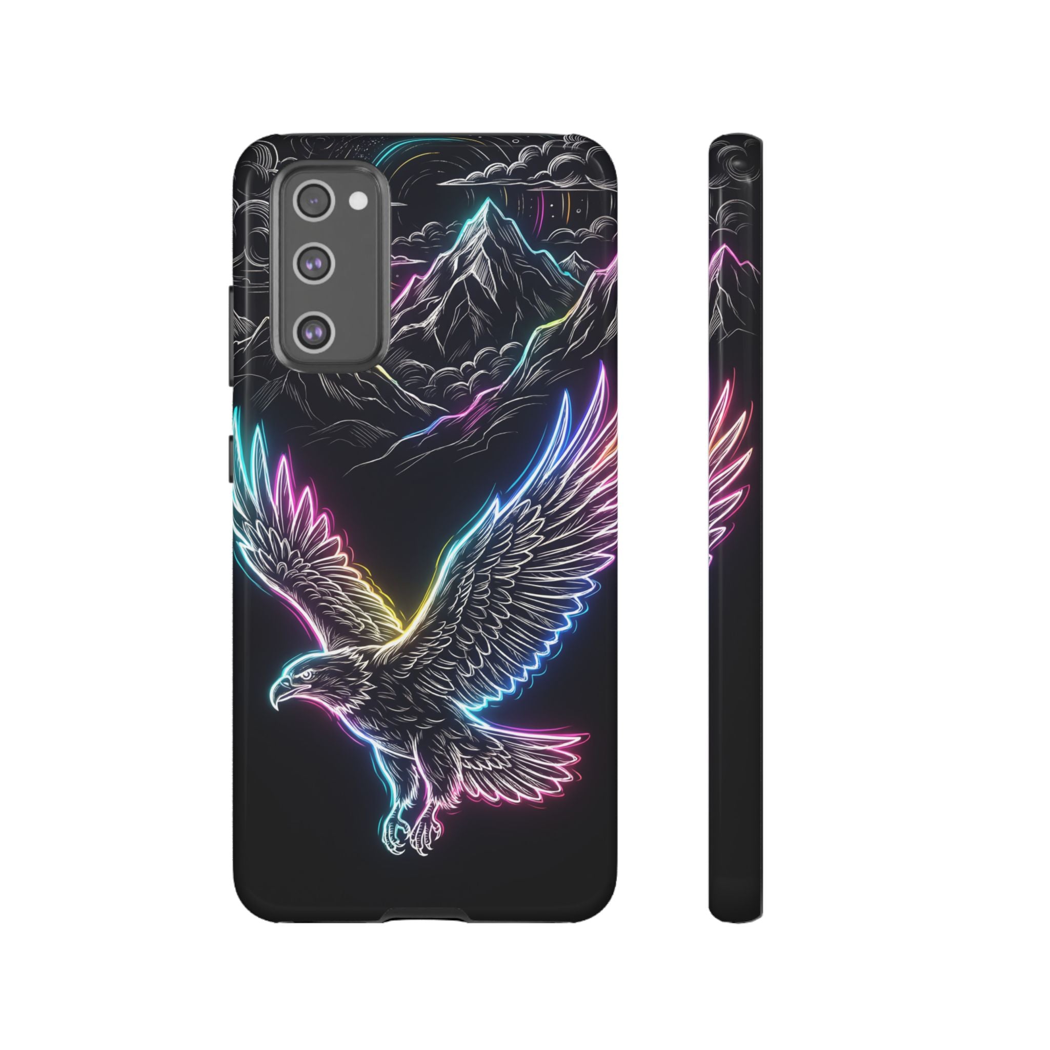 Neon Eagle Samsung Galaxy Phone Case with Mountain Design