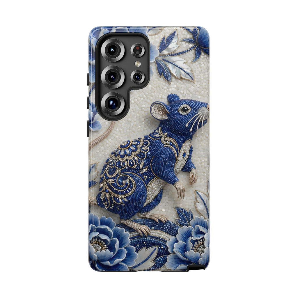 Asian Zodiac Rat Samsung Galaxy Phone Case | Blue & White Porcelain Art Slim Protective iPhone Case | Year of the Rat Gift