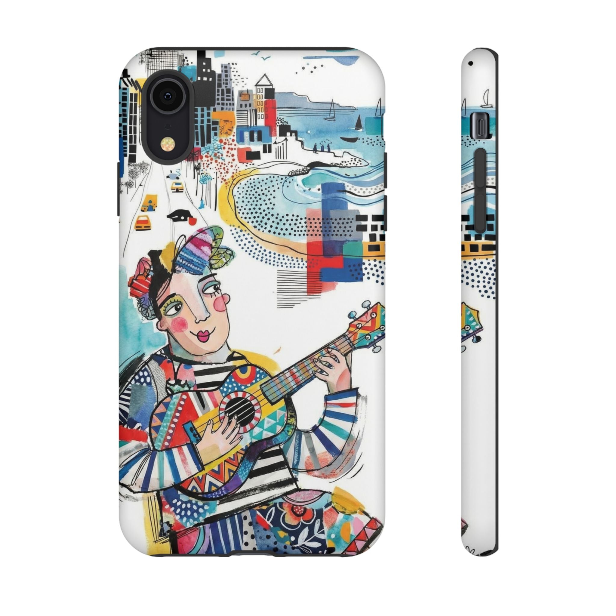 Artistic Musician iPhone Case | Colorful Guitar Cityscape Tough Case