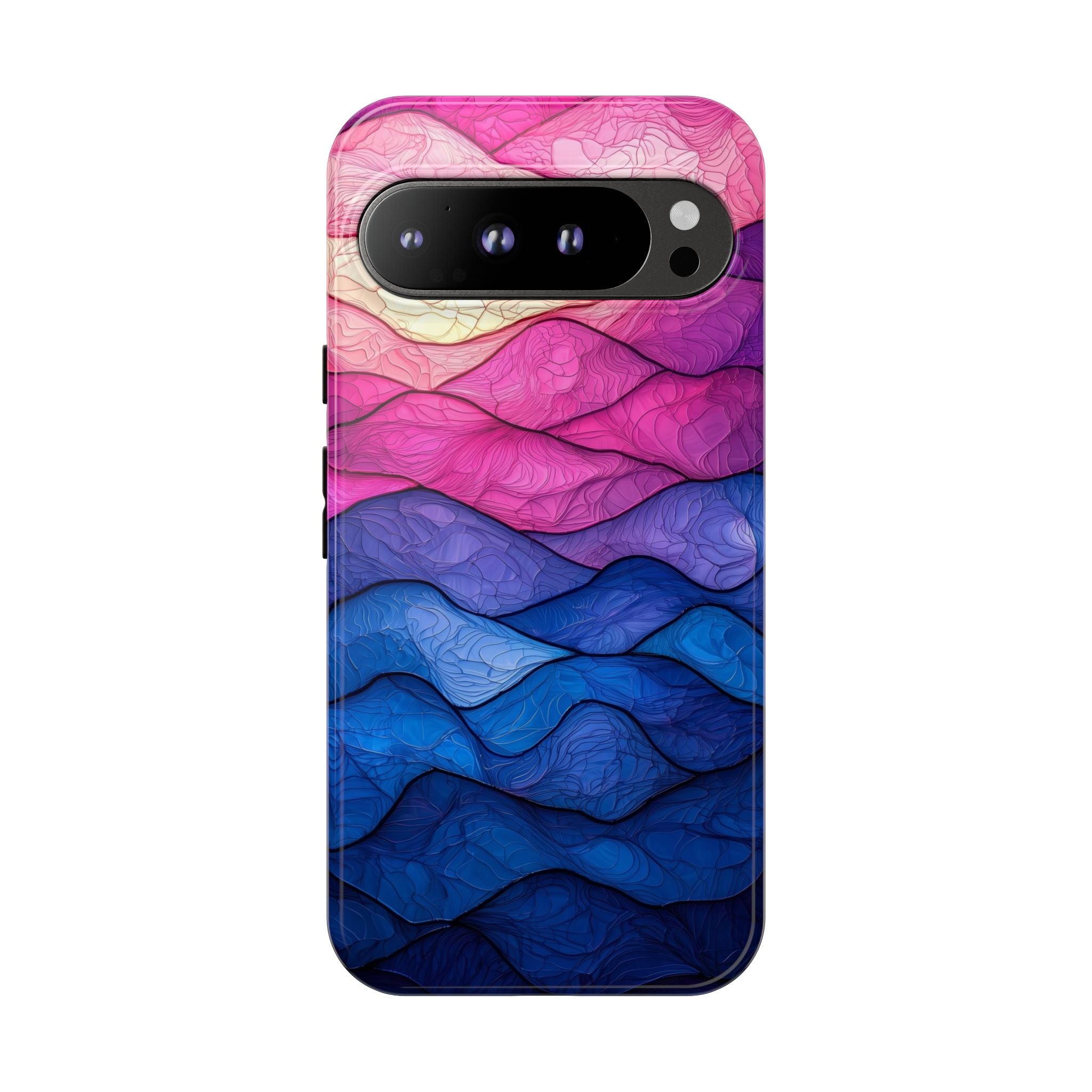 Abstract Ocean Waves Google Pixel Case — Pink & Blue Gradient Tough Case