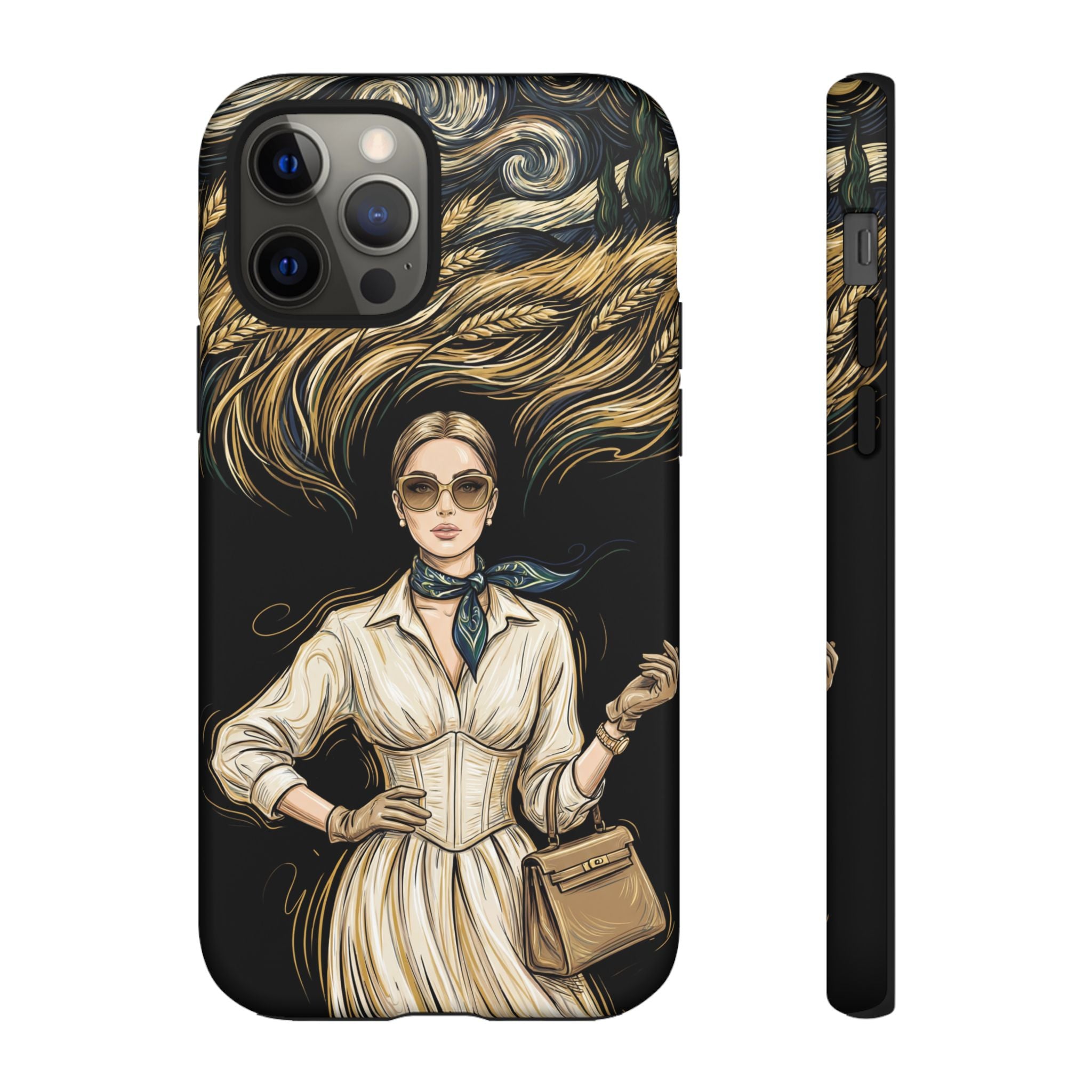 Vintage Elegance iPhone Case | Retro Woman with Flowing Golden Hair