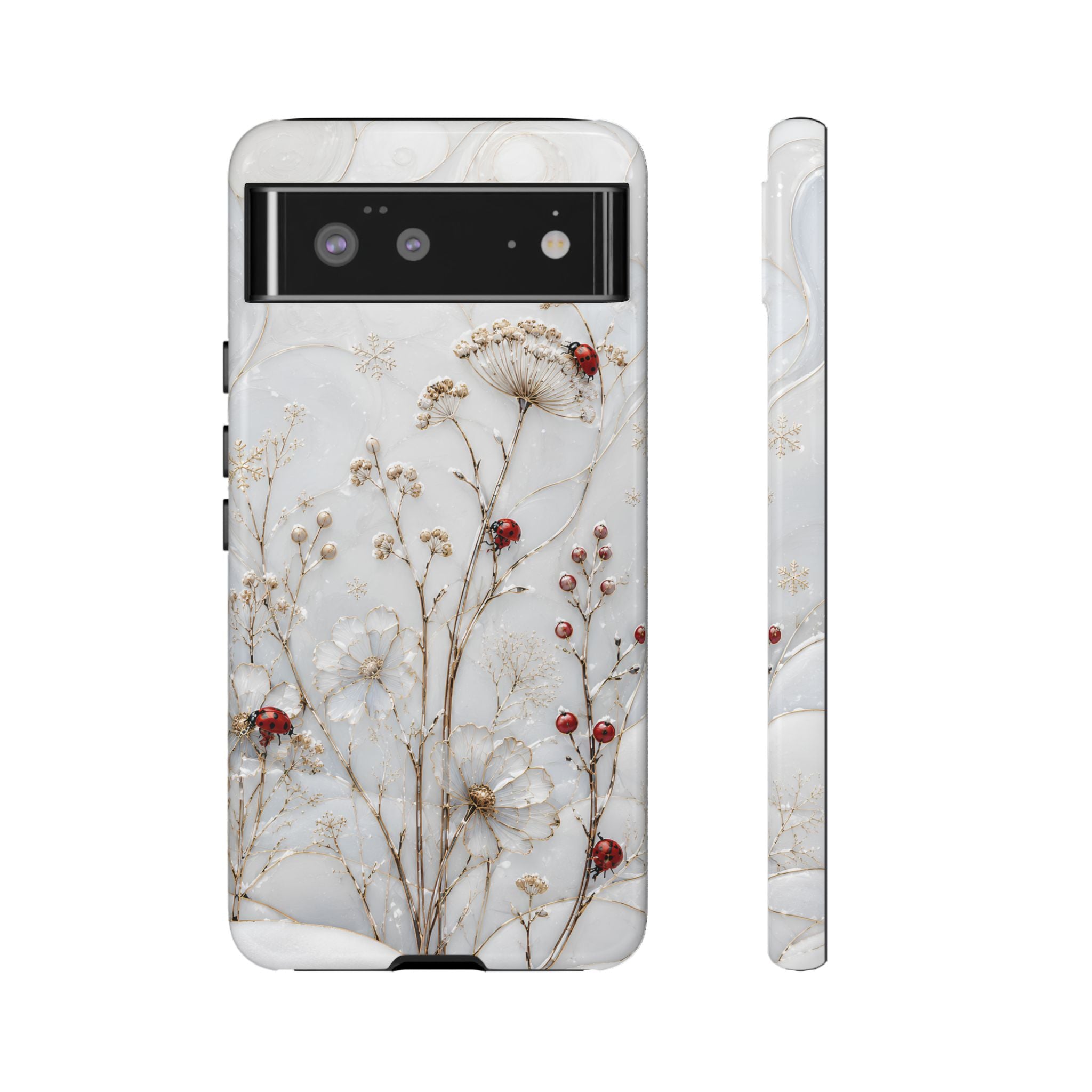 Ladybug Floral Google Pixel Phone Case | White Flower iPhone Case