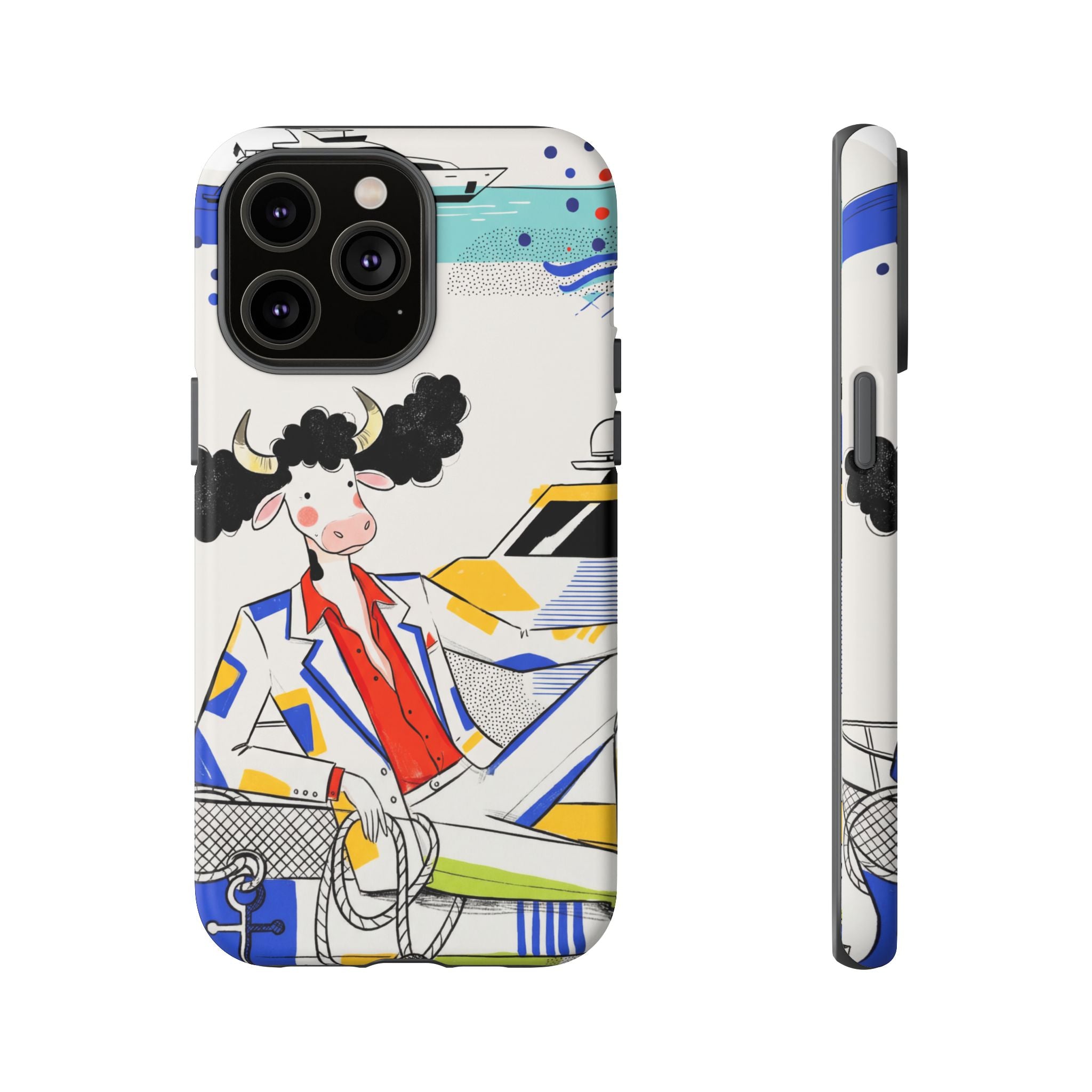 Nautical Cow Graphic Protective iPhone Case