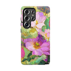 Custodia Protettiva Resistente per Telefono Samsung Galaxy con Acquerello Floreale | Cover Protettiva Giardino di Loto Rosa