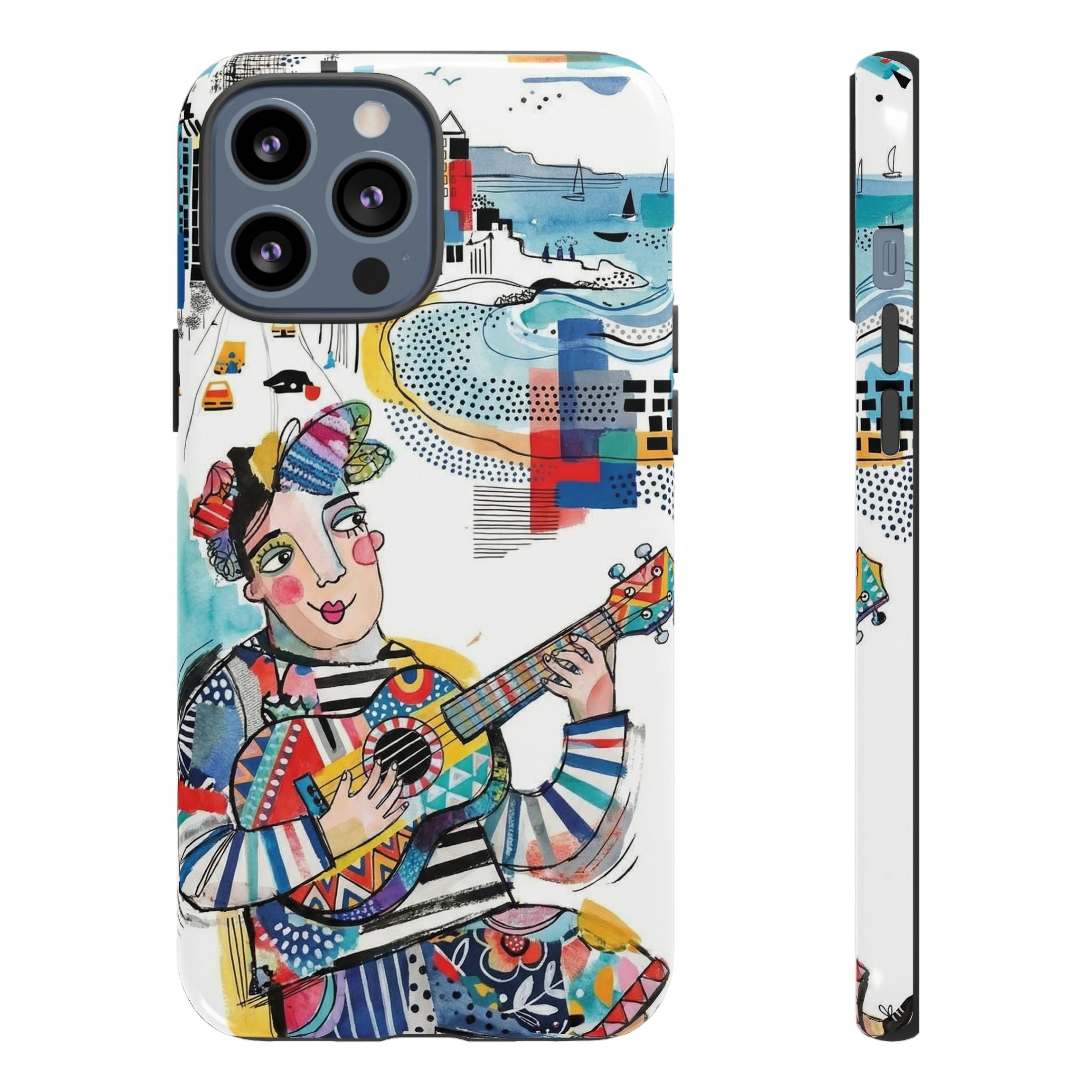 Artistic Musician iPhone Case | Colorful Guitar Cityscape Tough Case