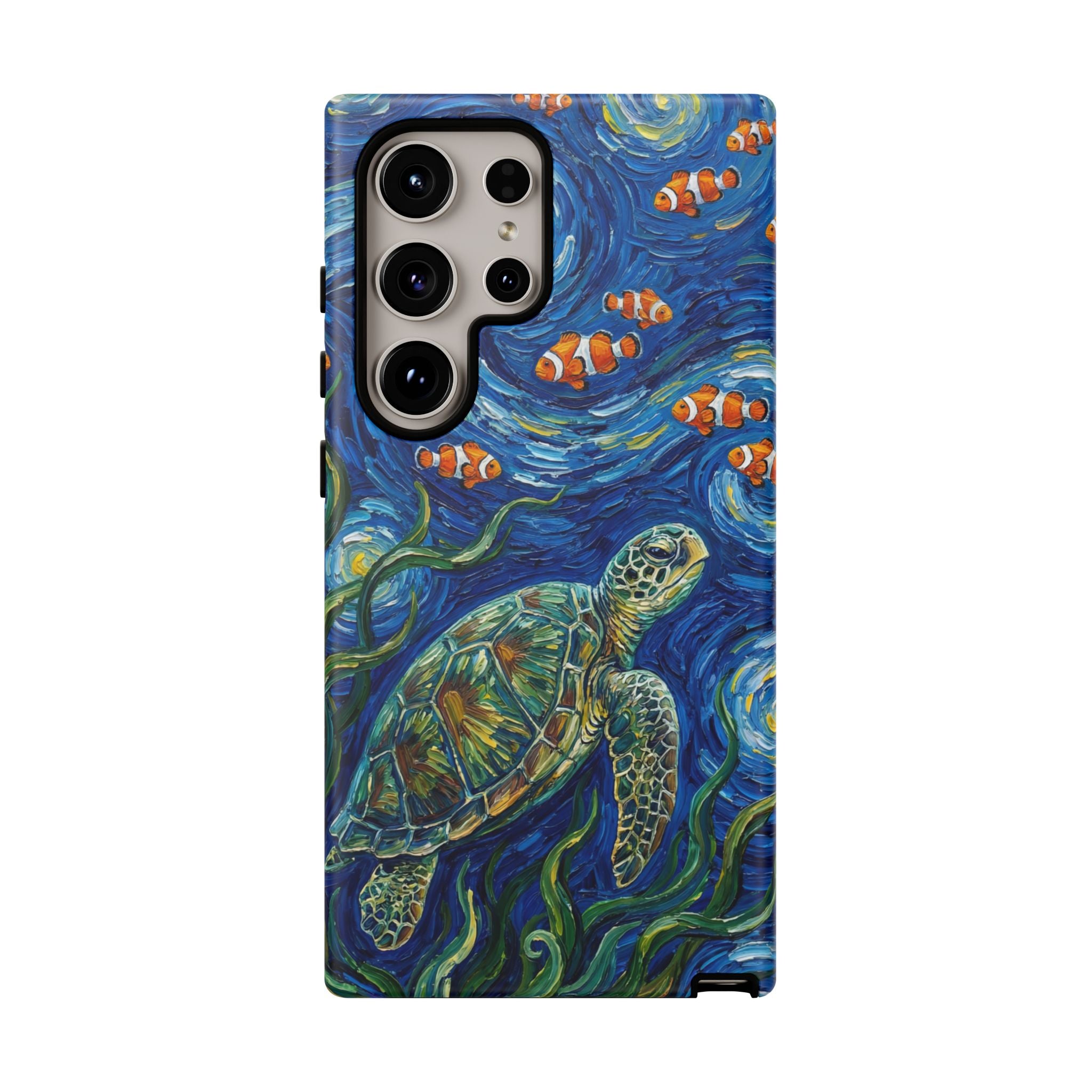 Sea Turtle & Clownfish Tough Samsung Galaxy Case | Van Gogh Style Ocean Art