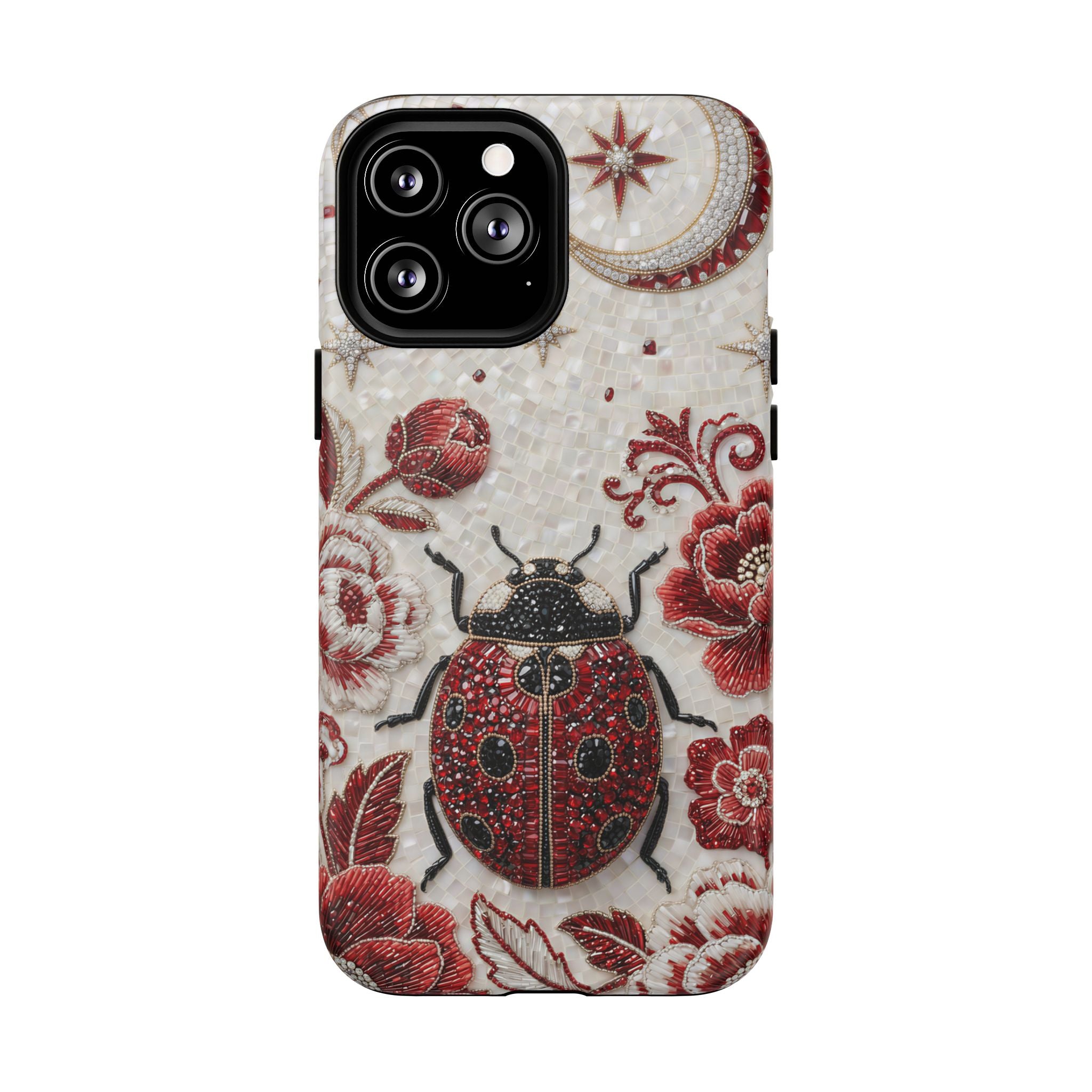 Ladybug Floral MagSafe iPhone Case | Vintage Red Beetle Protective Tough Case