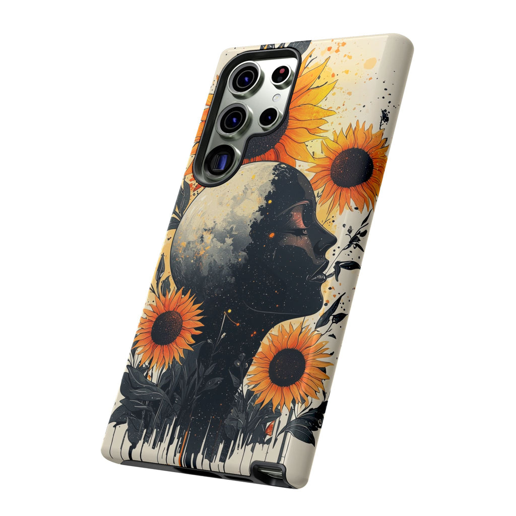 Sunflower Moon Art Samsung Galaxy Case | Floral Celestial