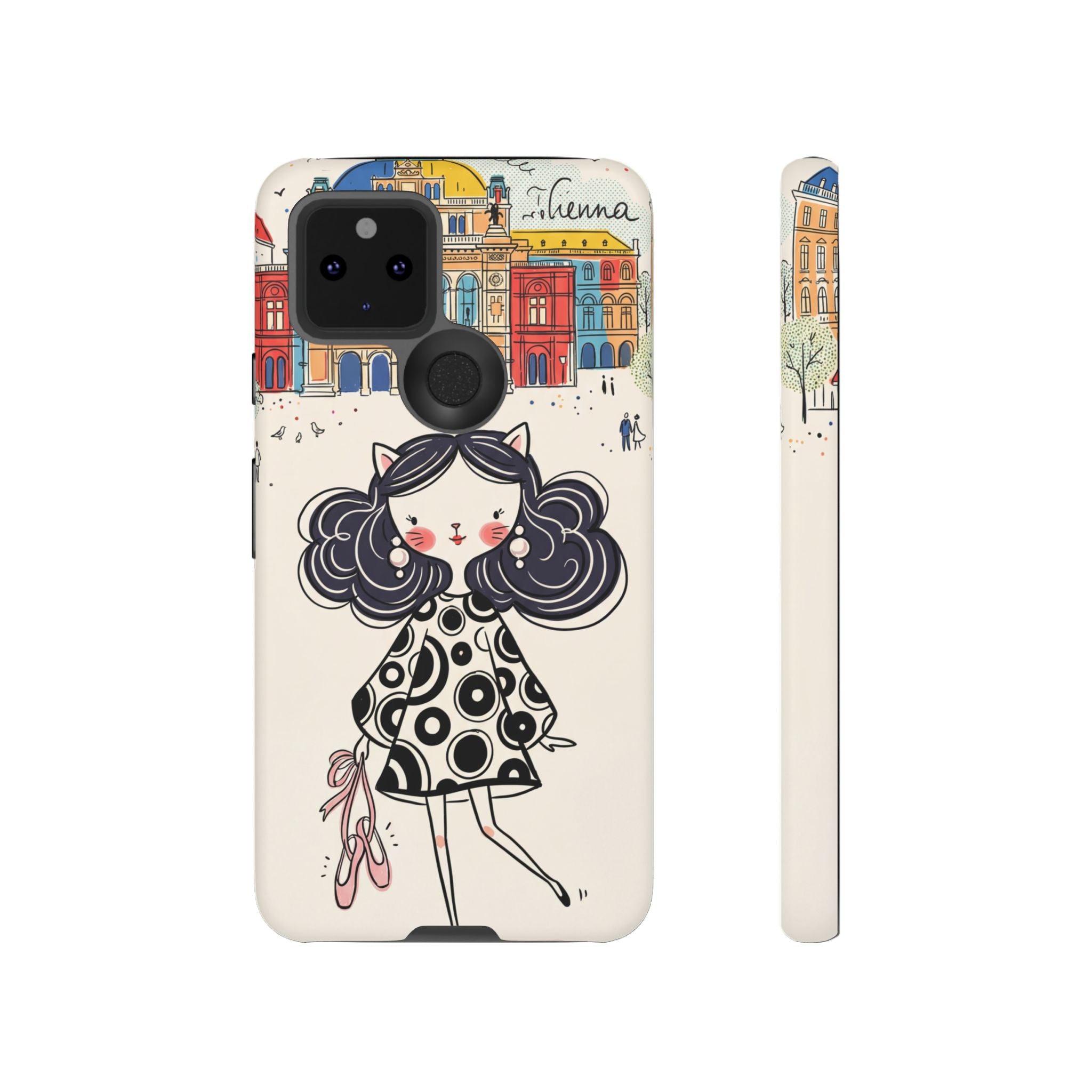 Cute Parisian Cat Girl Google Pixel Phone Case | Ballet Slippers Illustration Tough Case