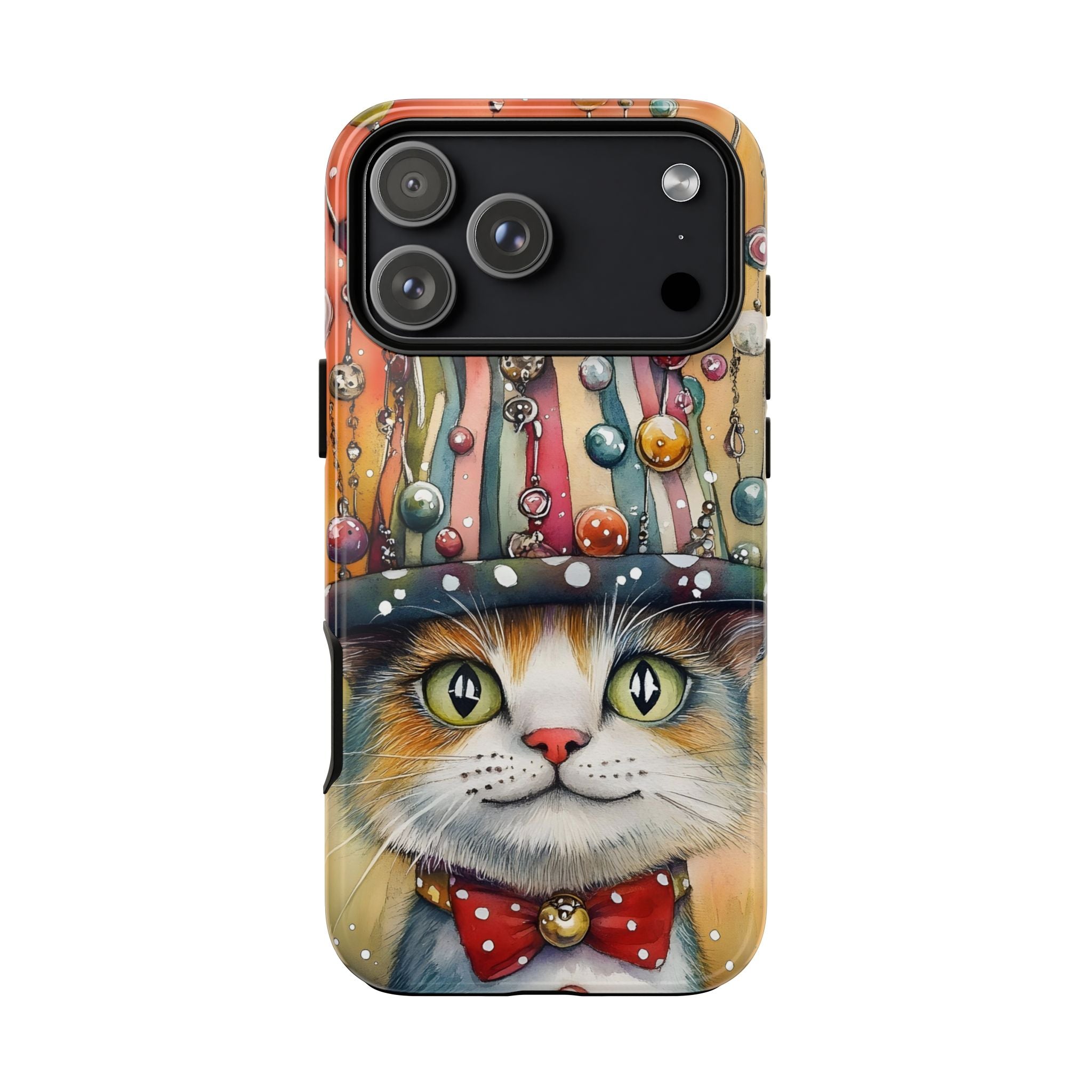 Cat in Colorful Top Hat iPhone Case — Whimsical Cat Art iPhone Case