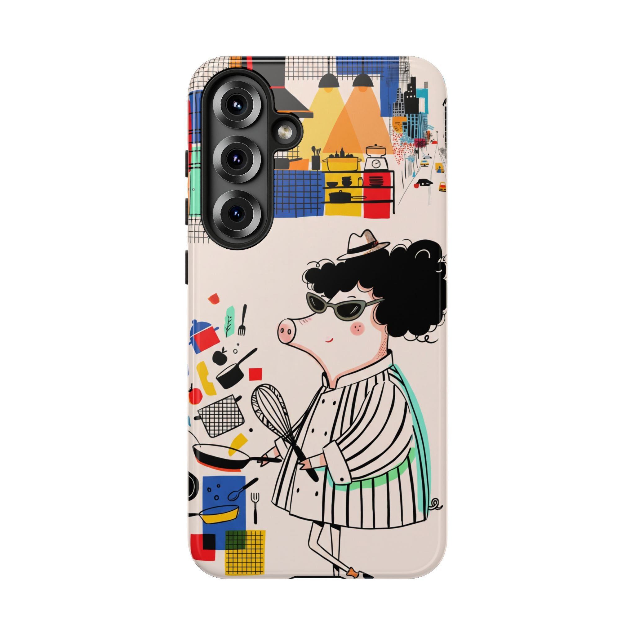 Cute Chef Pig Samsung Galaxy Phone Case | Quirky Cartoon Kitchen Art Tough Case