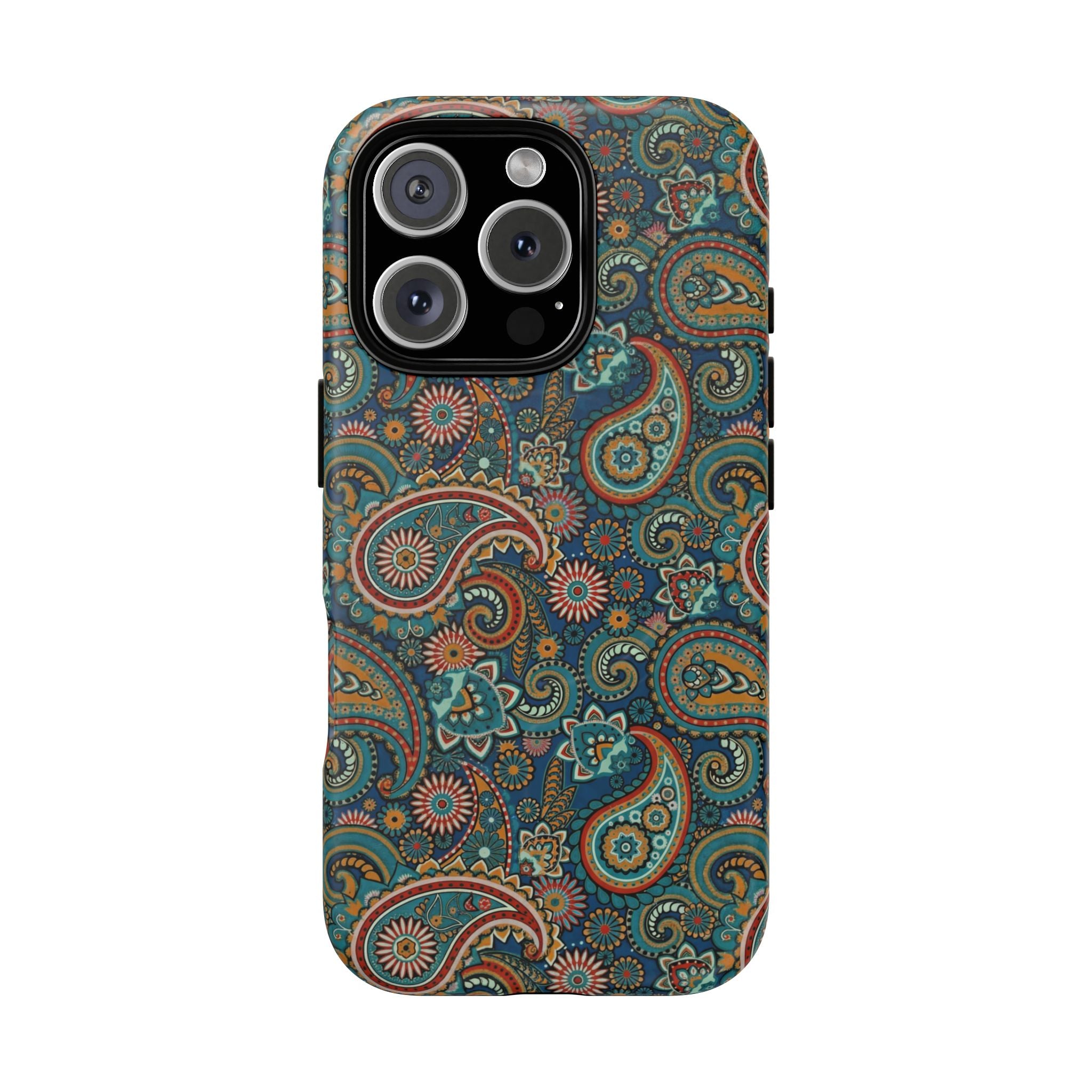 Batik Teal Paisley Tough MagSage iPhone Case