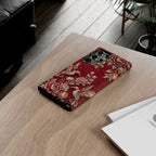 Cover Rigida Colibrì Floreale | Custodia Vintage Rossa per Samsung Galaxy
