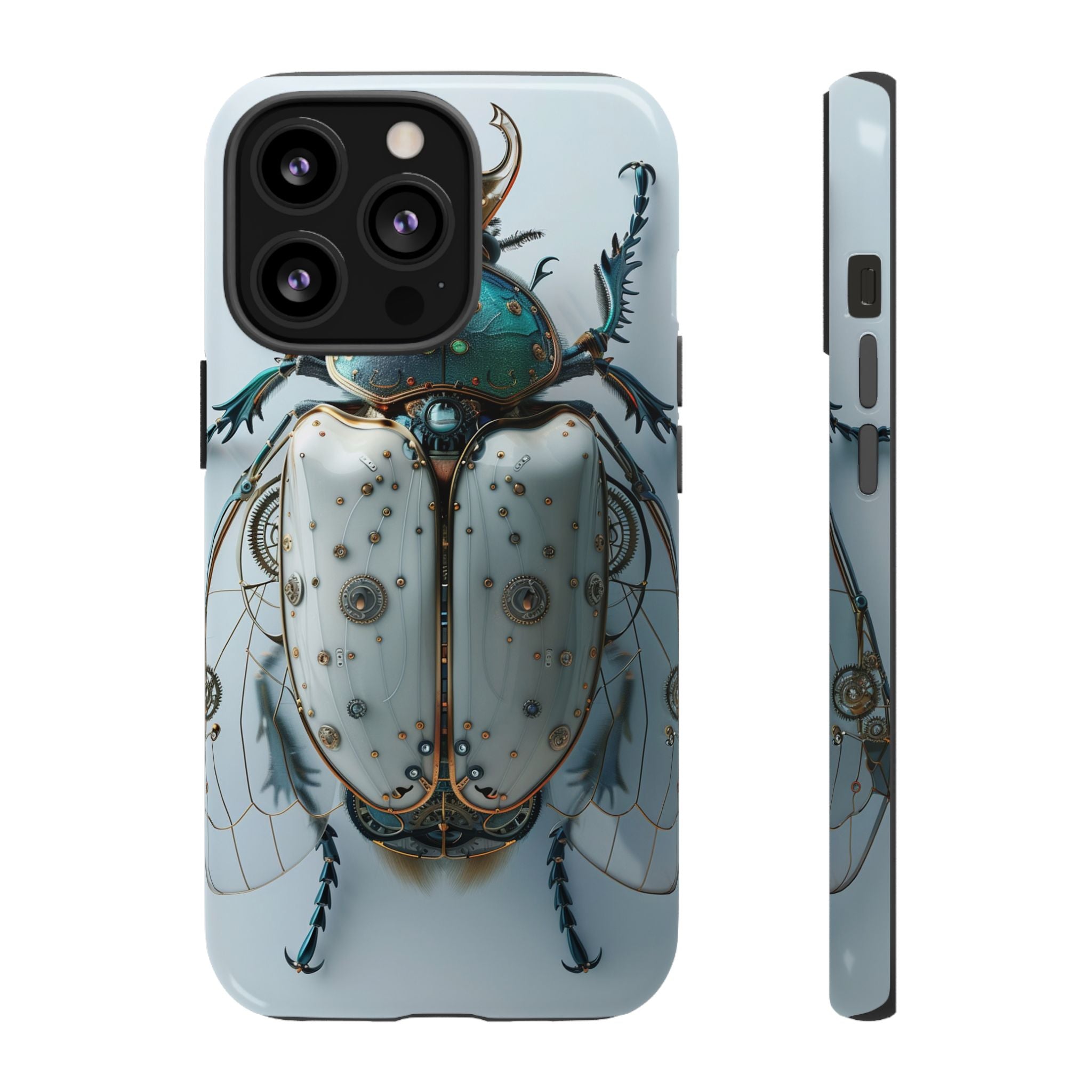 Steampunk White Beetle Protective Tough iPhone Case