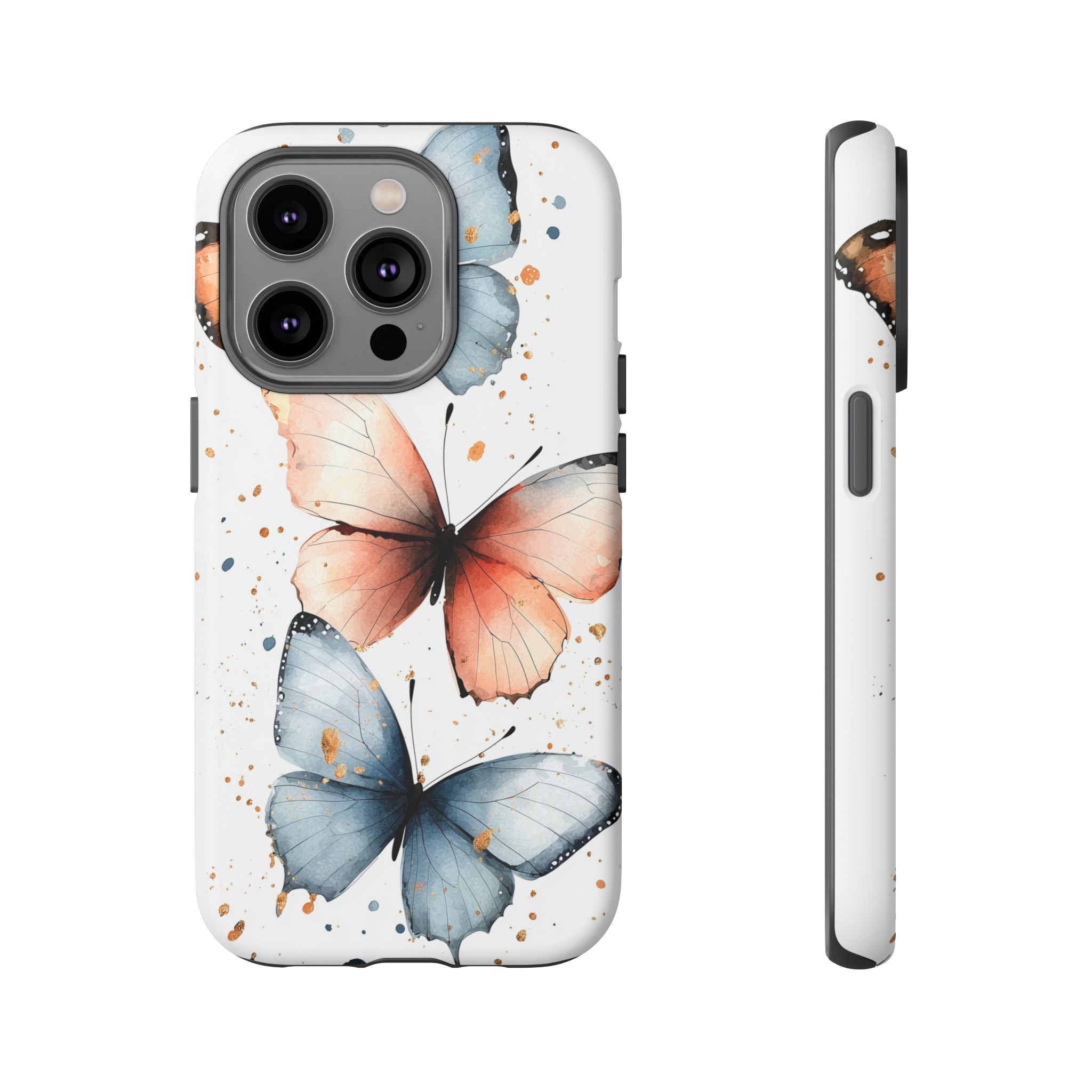 Watercolour Blue & Peach Butterfly Tough iPhone Case