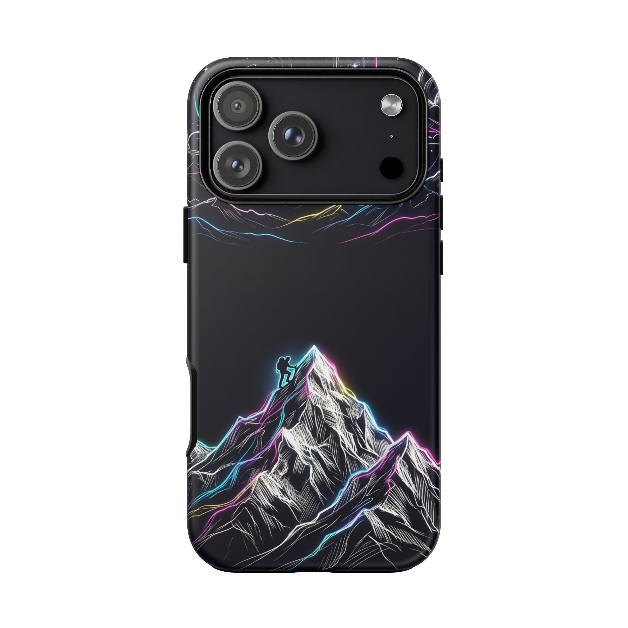 Mount Everest Neon iPhone Case | Dark Cosmic Climber Protective Cover