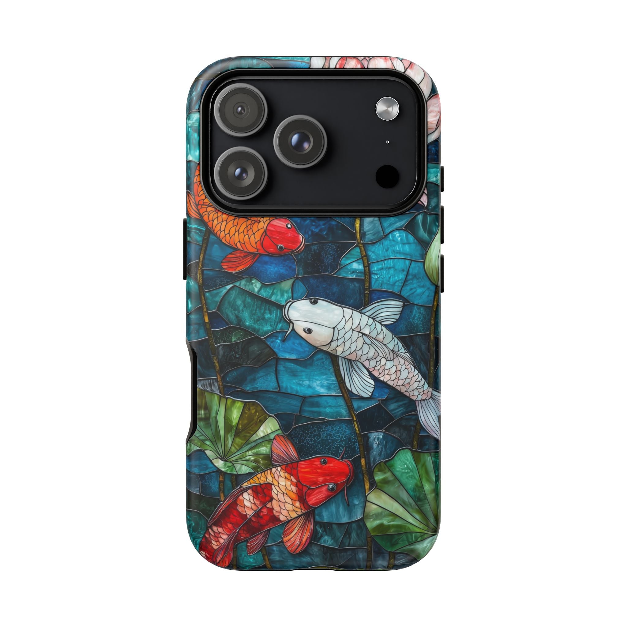Koi Pond Tough iPhone Case — Stained Glass Lotus & Koi Design