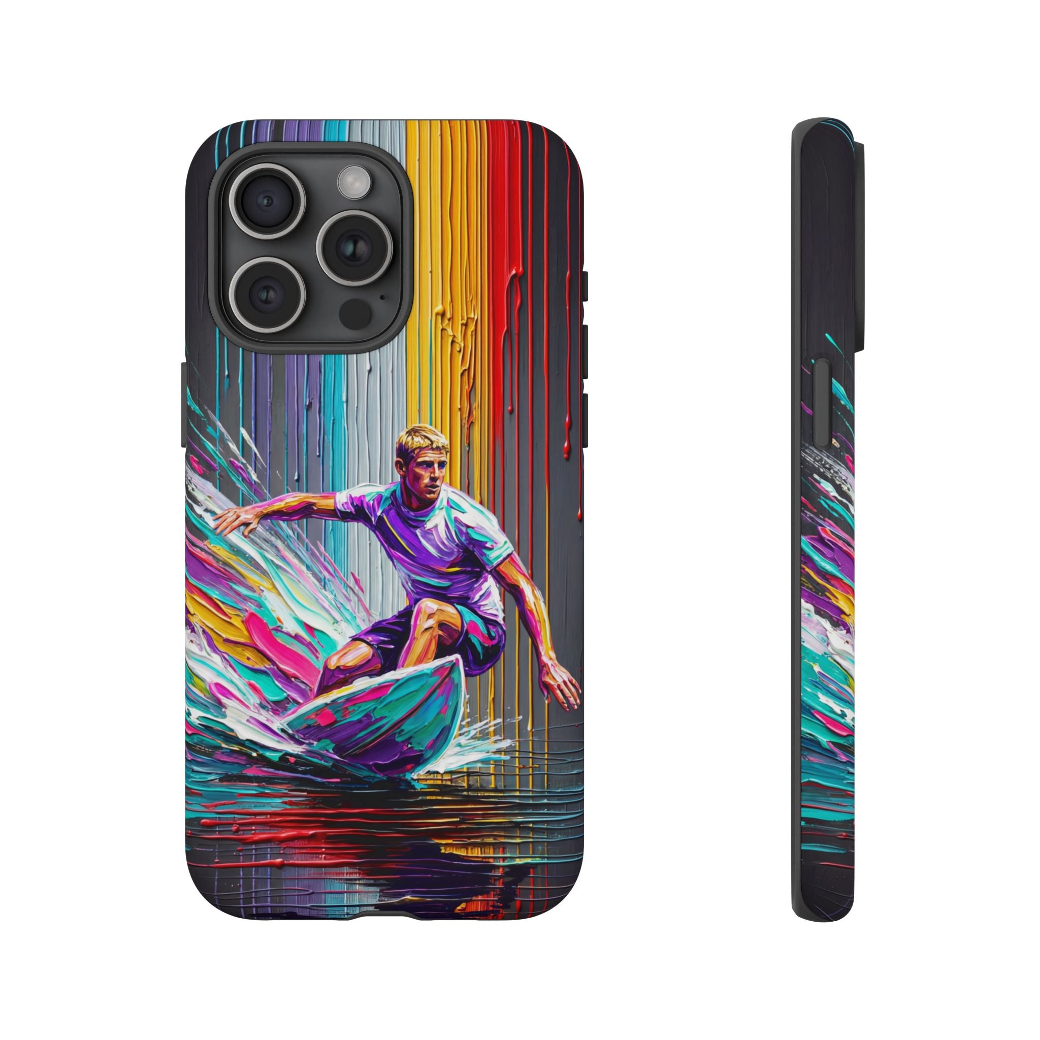 Surfing Art iPhone Case | Colourful Wave Surfer Protective Cover