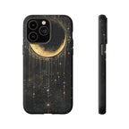 Moonlit Crescent Tough iPhone Case | Gold Stars Night Sky