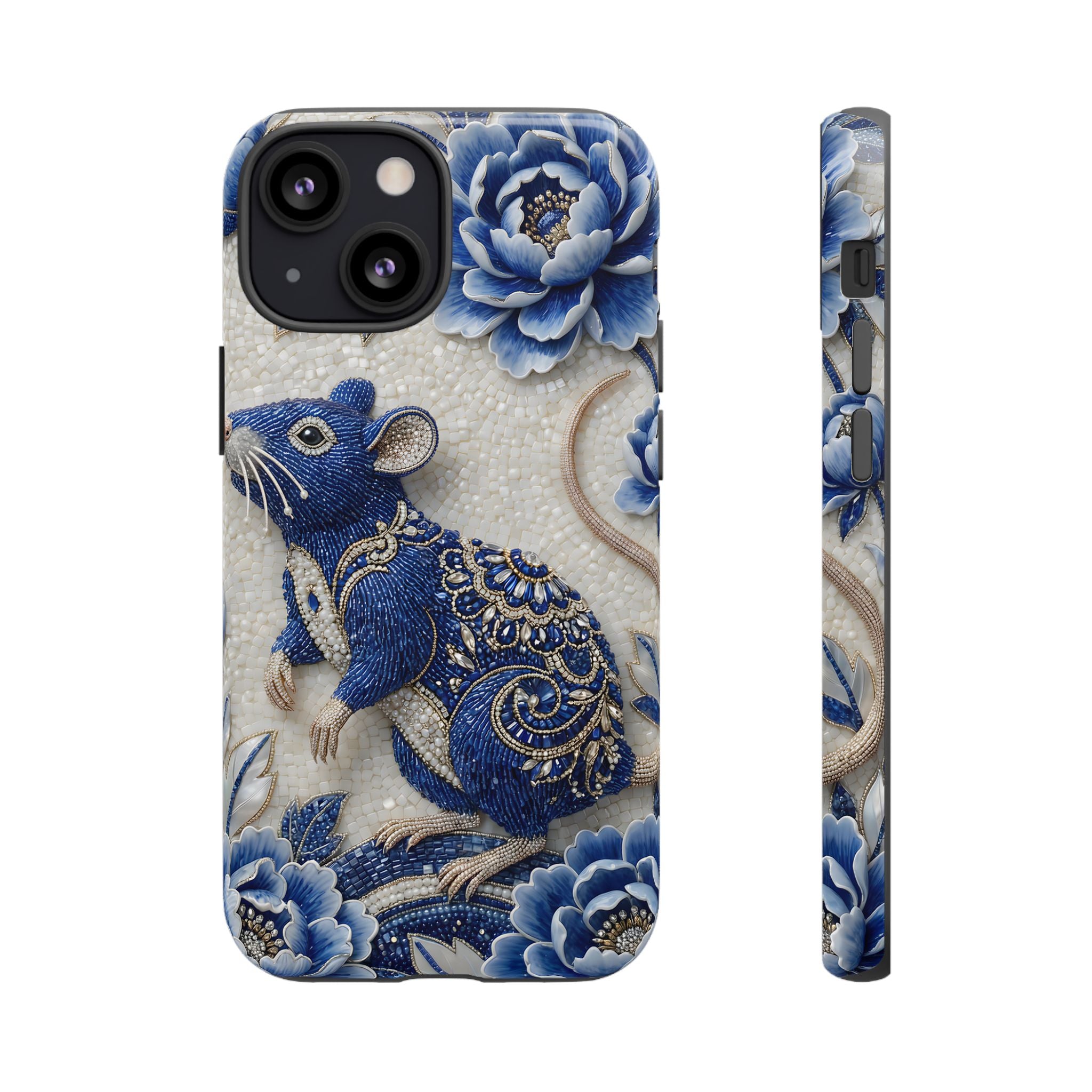 Asian Zodiac Rat iPhone Case | Blue & White Porcelain Art Slim Protective iPhone Case | Year of the Rat Gift