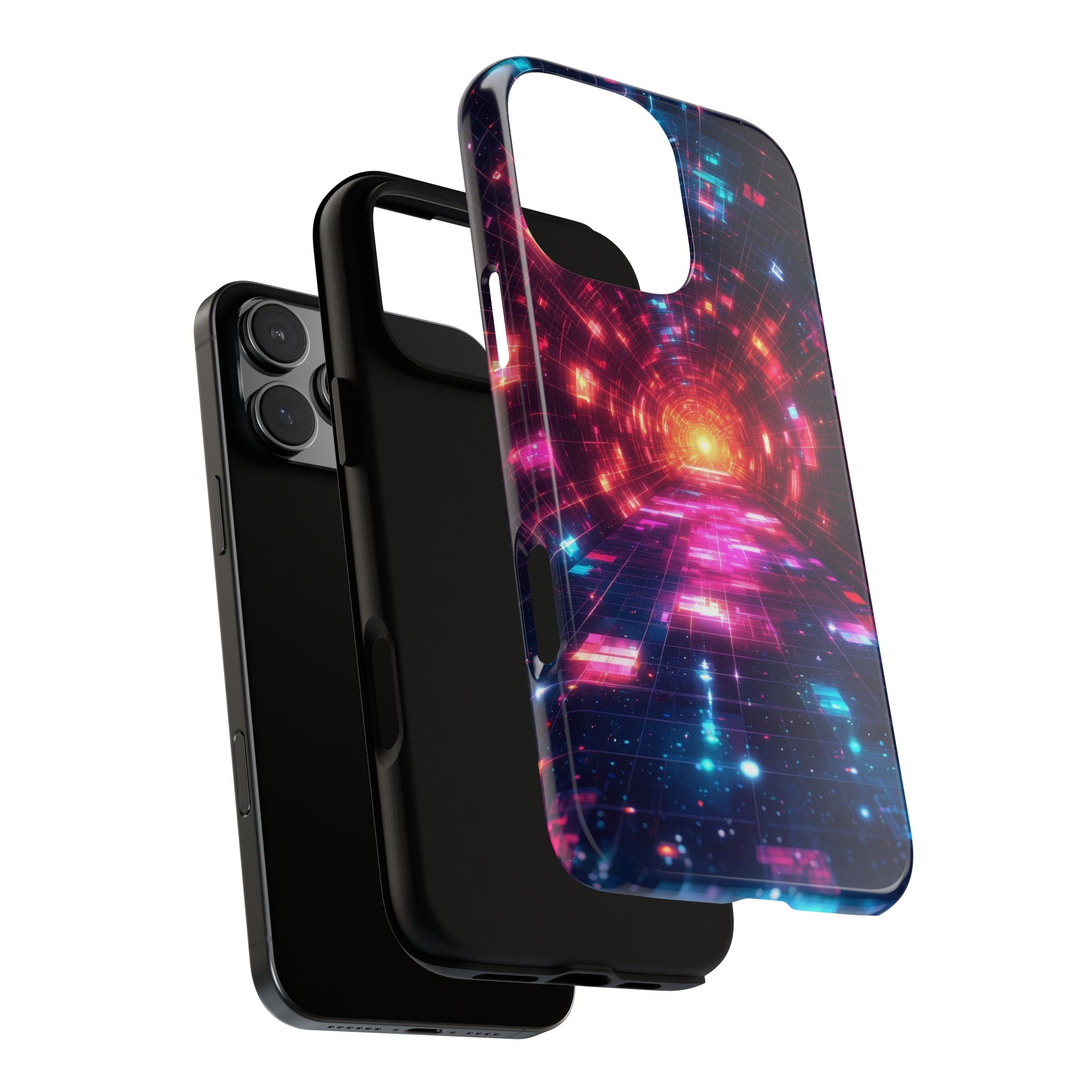 Neon Tunnel Tough iPhone Case — Retro Futuristic Galaxy Design