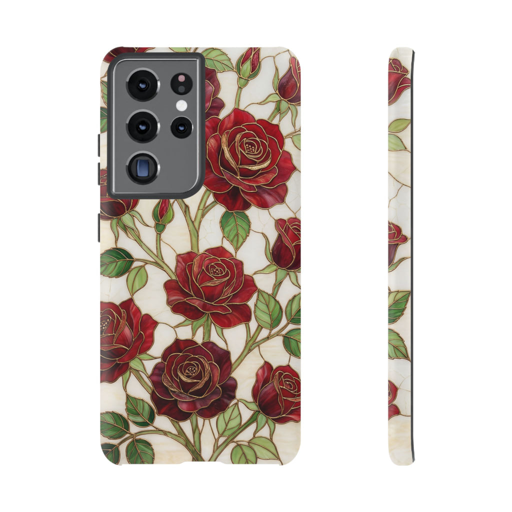 Custodia resistente per Samsung Galaxy con motivo floreale vintage a rosa rossa