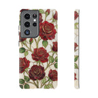 Custodia resistente per Samsung Galaxy con motivo floreale vintage a rosa rossa