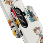 Whimsical Girl on Brompton Bicycle Urban Illustration Samsung Galaxy Phone Case