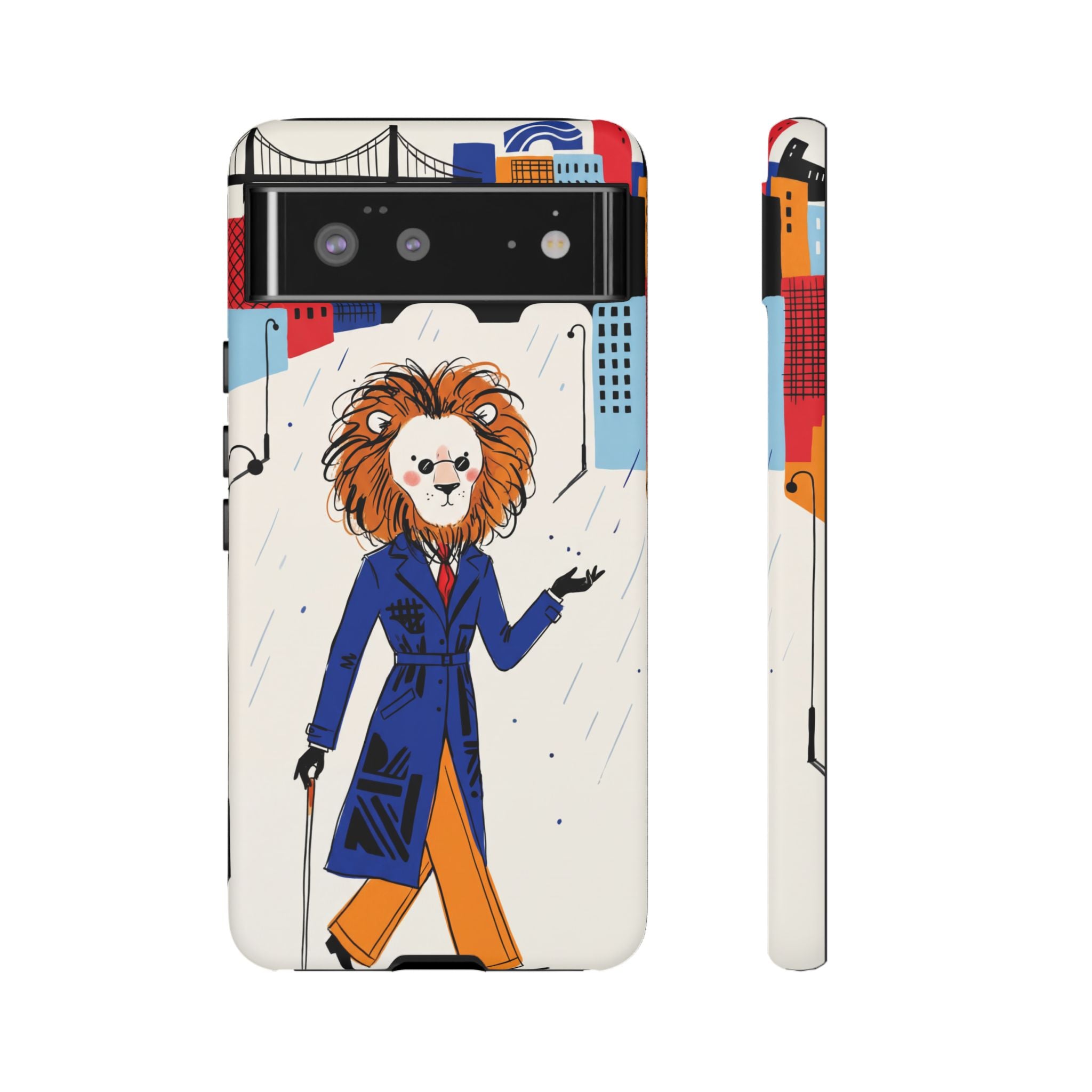 Lion Gentleman Google Pixel Phone Case | Dapper Lion in City Rain