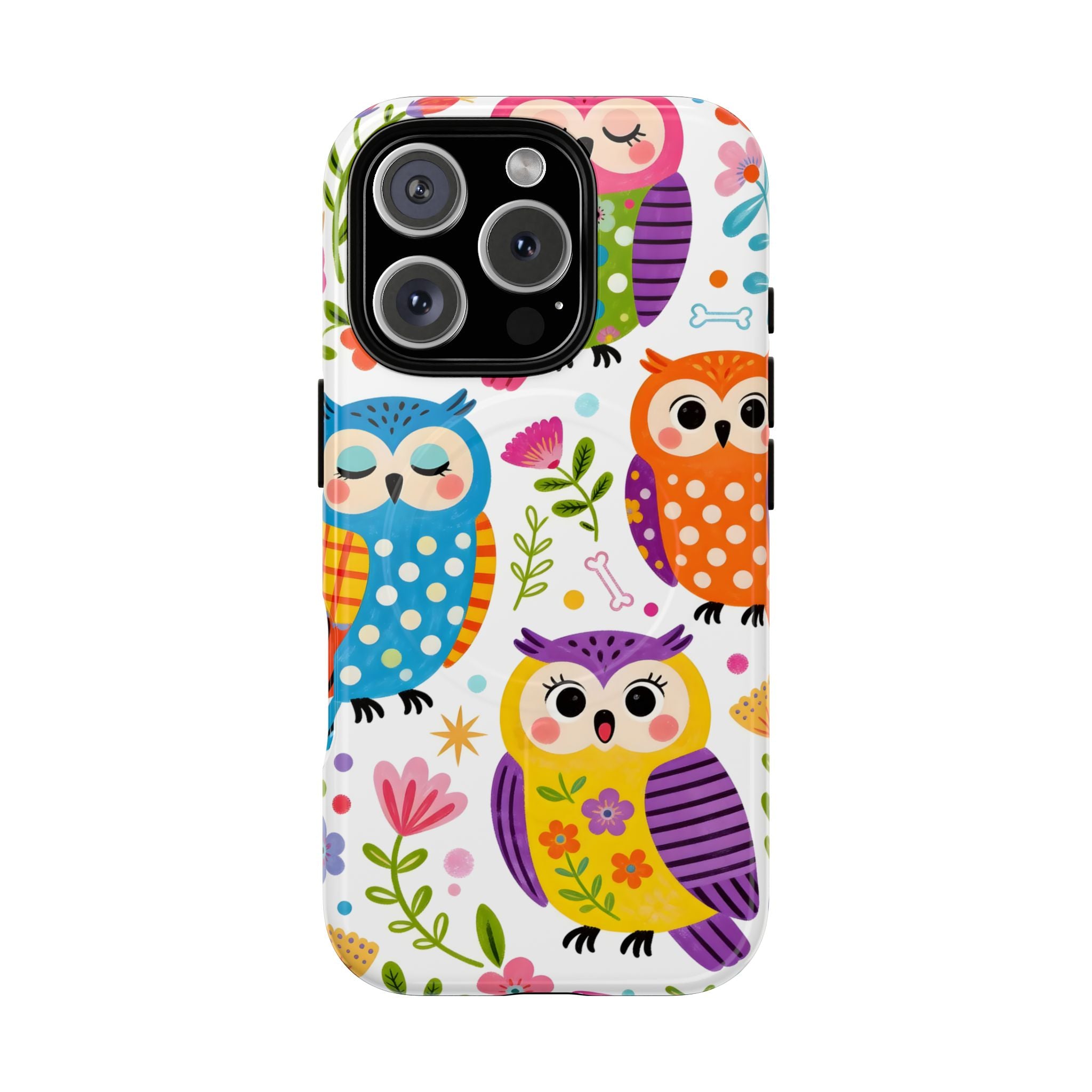 Cute Colorful Owls MagSafe iPhone Case | Cute Owl Pattern Tough Case