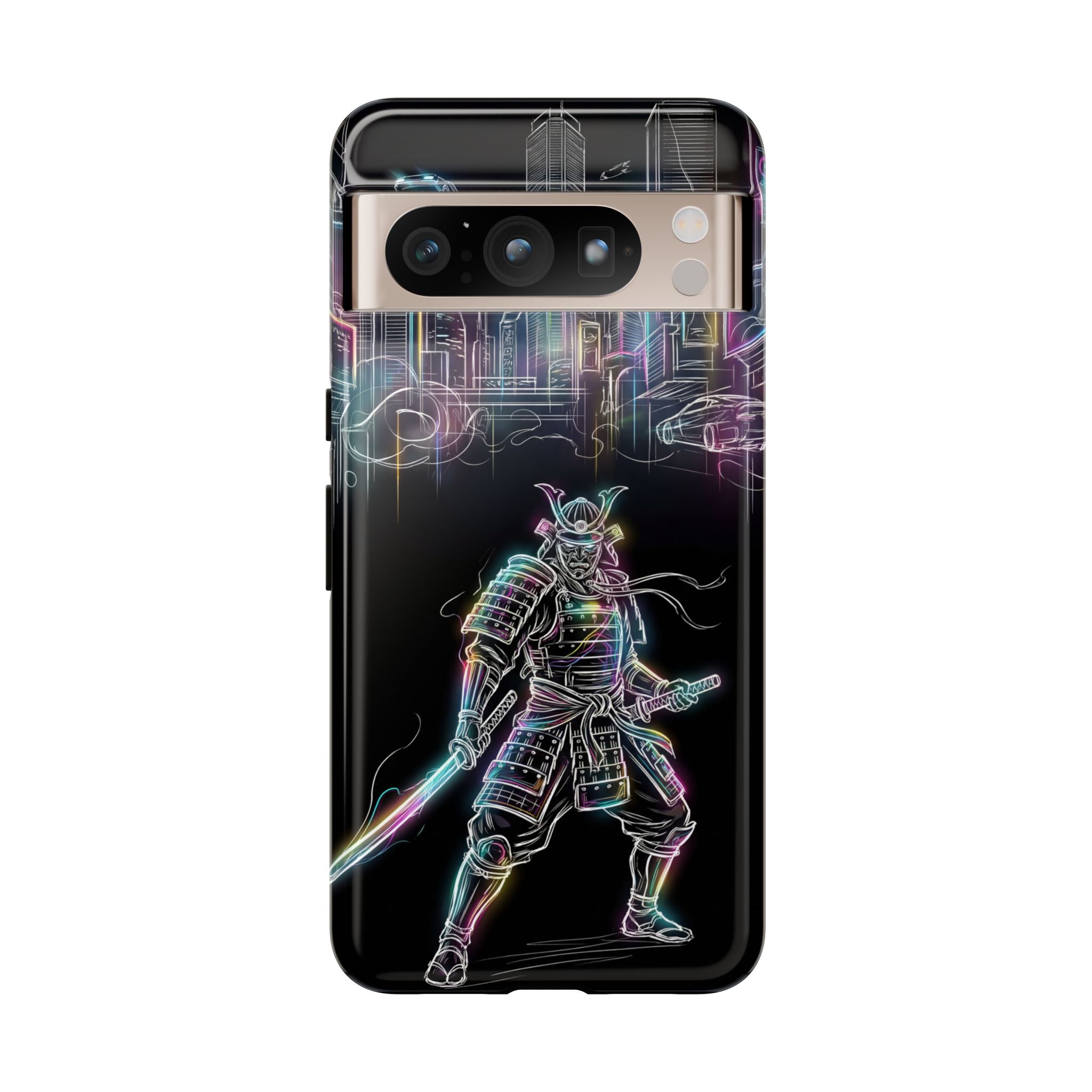 Neon Samurai Google Pixel Phone Case | Cyberpunk City Armor