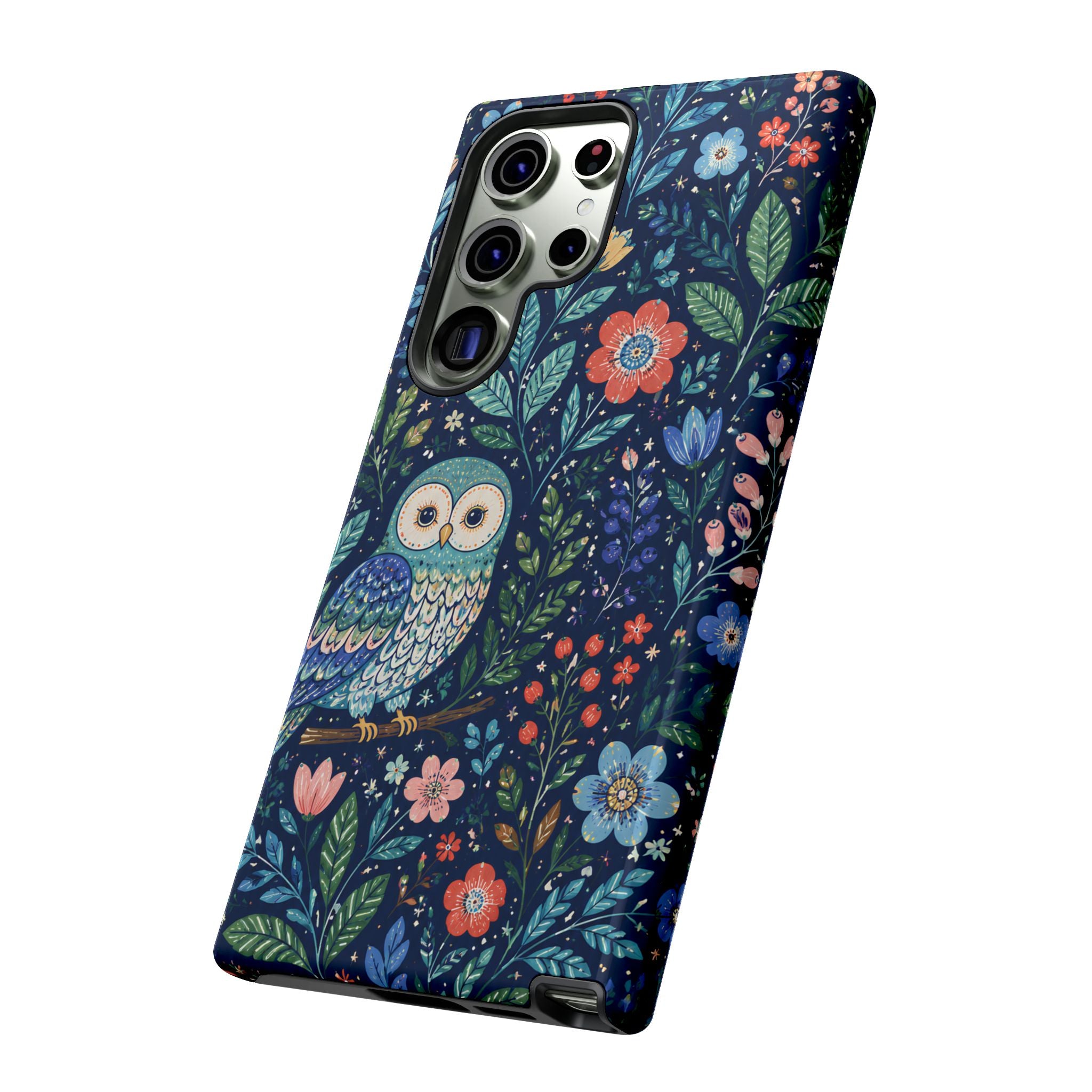 Owl Floral Samsung Galaxy Phone Case | Navy Botanical Protective Phone Cover