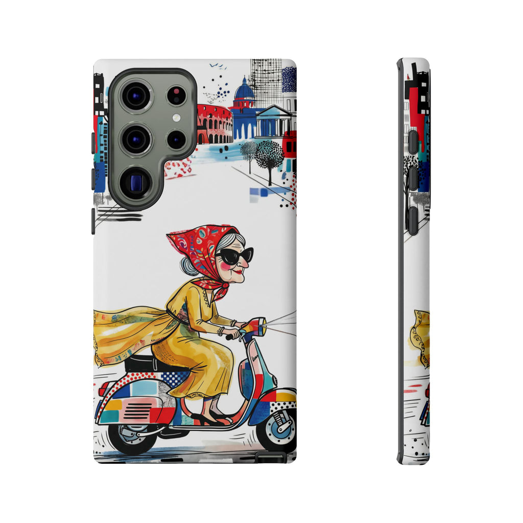 Vintage Vespa Granny Samsung Galaxy Phone Case | Retro Scooter Travel iPhone Cover