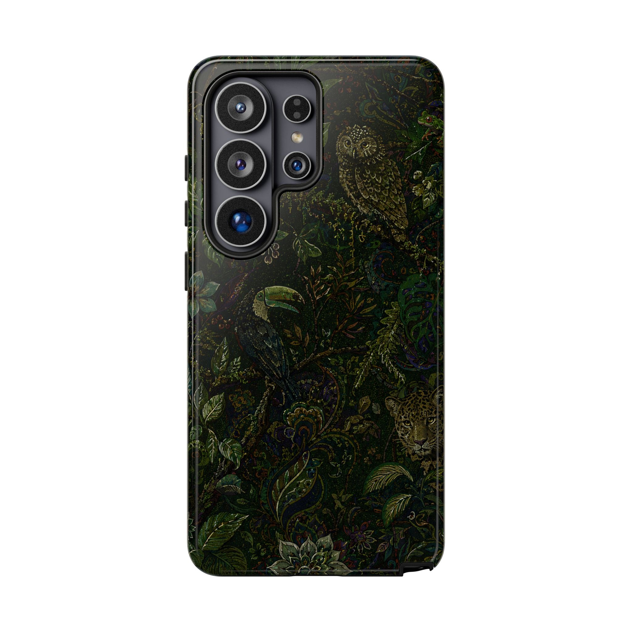 Dark Botanical Tough Samsung Galaxy Phone Case | Moody Forest Owl Cover