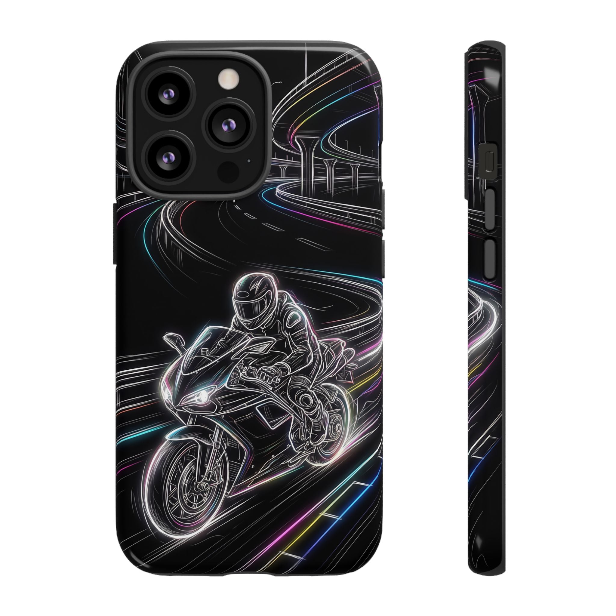 Neon Night Rider iPhone Case | Motorcycle Racing Protective Cover