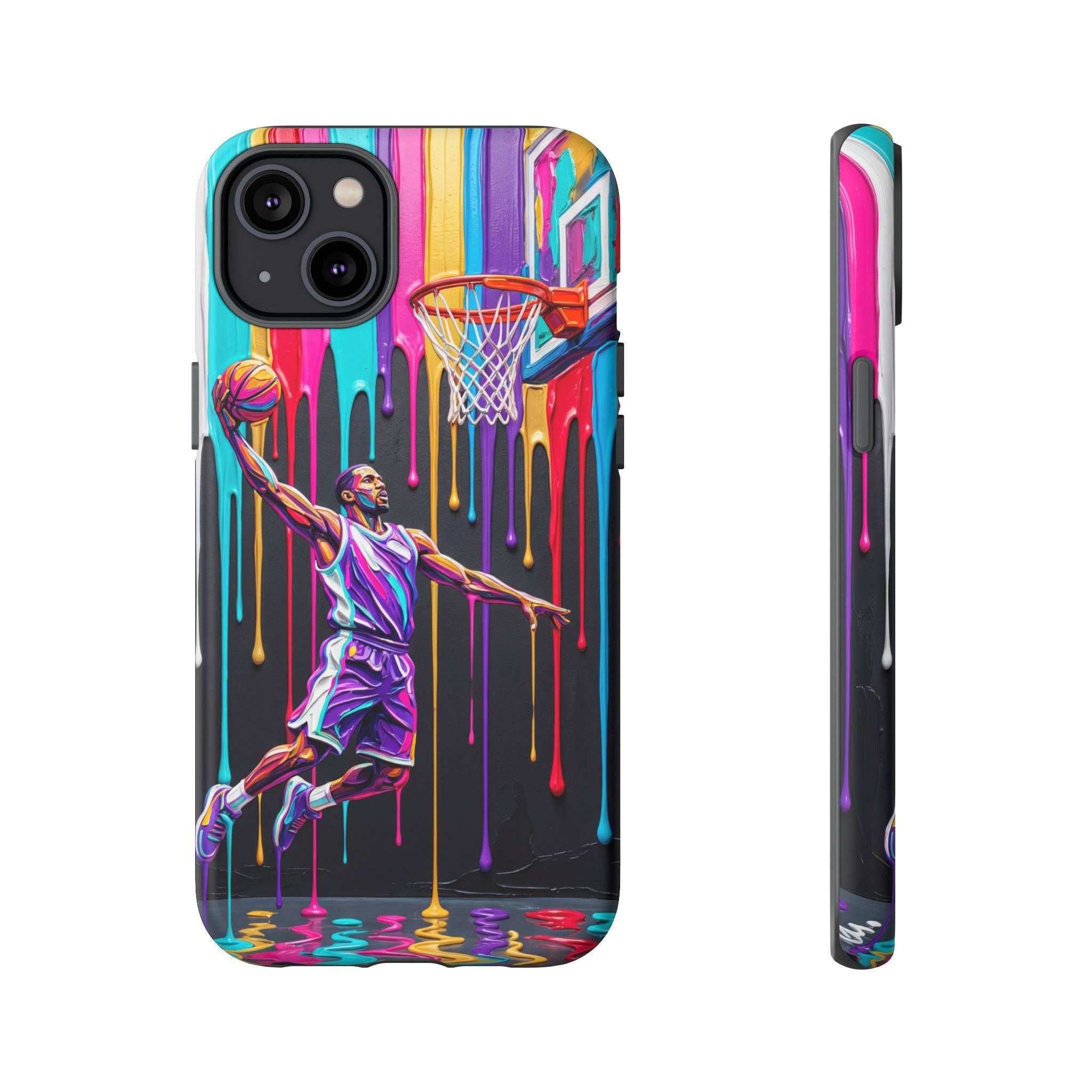 Color Splash Basketball iPhone Case | Vibrant Drip Dunk Design
