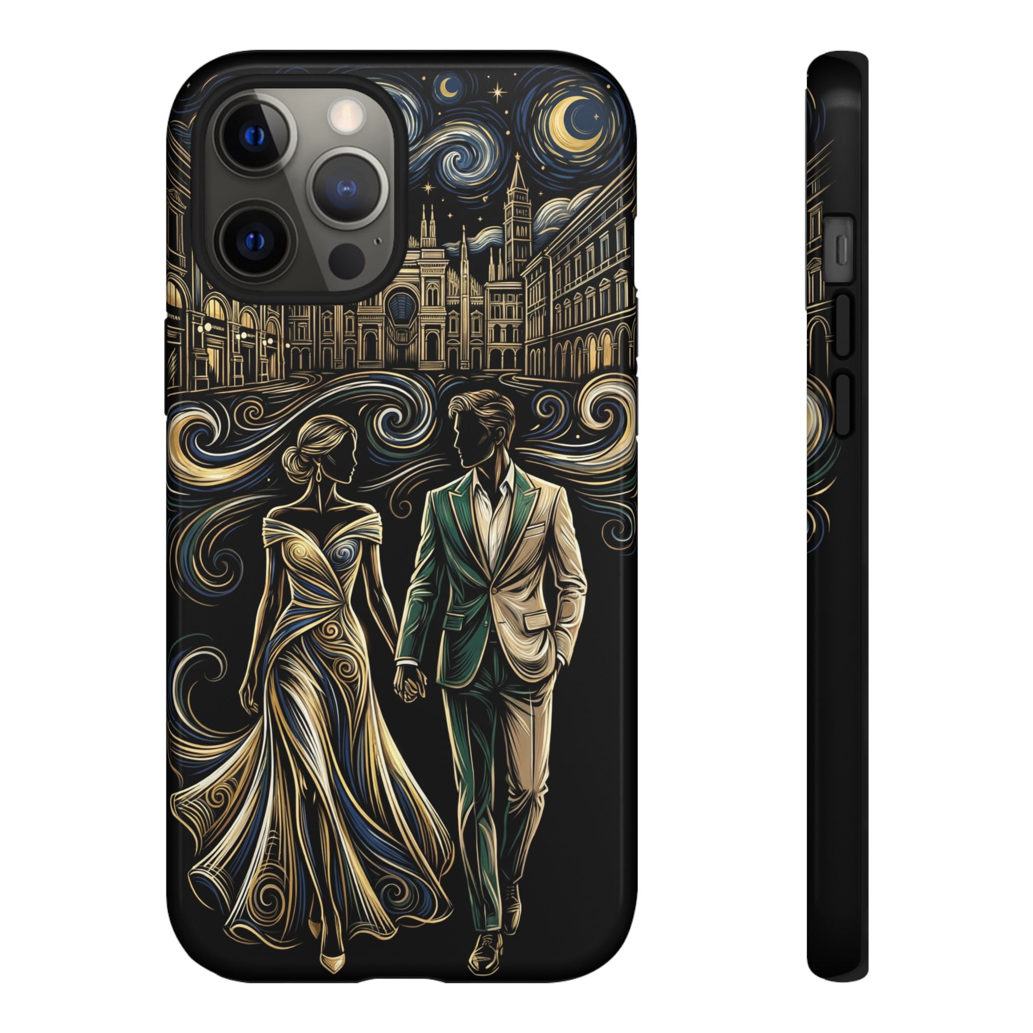 Romantic Night Walk iPhone Case | Elegant Couple Art