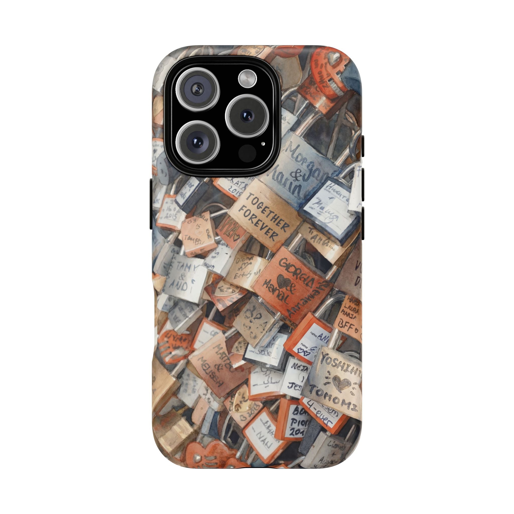 Custodia per iPhone MagSafe resistente con motivo collage di lucchetti dei desideri