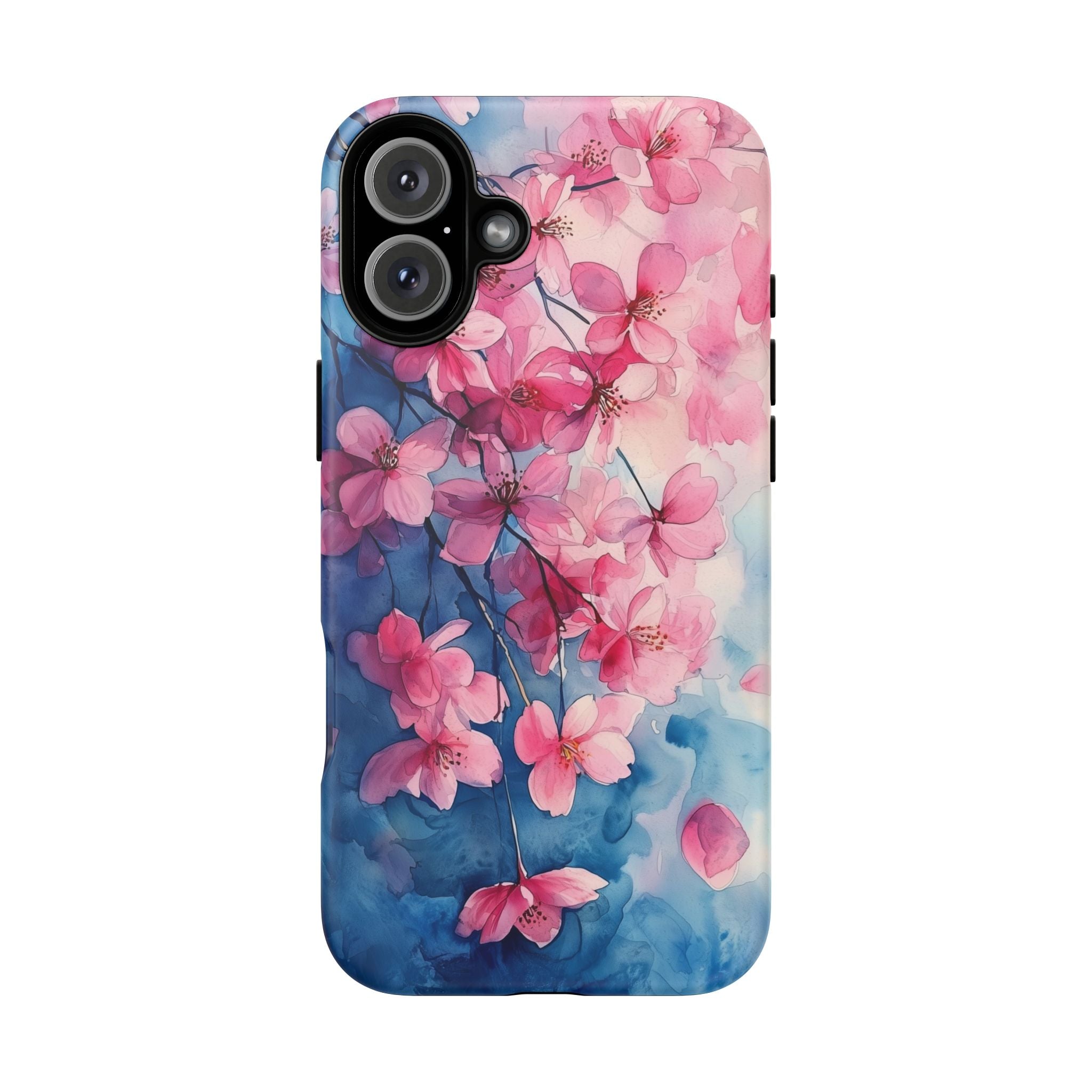 Floral Cherry Blossom iPhone Case | Pink Blue Watercolour