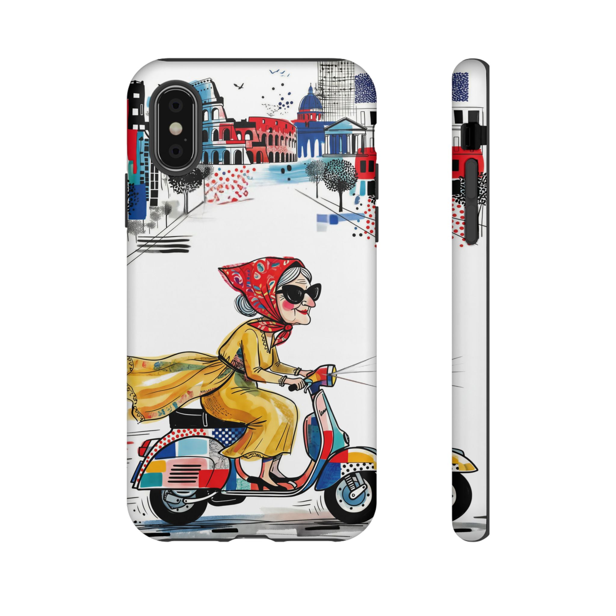 Vintage Vespa Granny iPhone Case | Retro Scooter Travel iPhone Cover