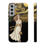 Cover per telefono Samsung Galaxy "Notte di girasoli" | Donna in abito fluente stile Van Gogh
