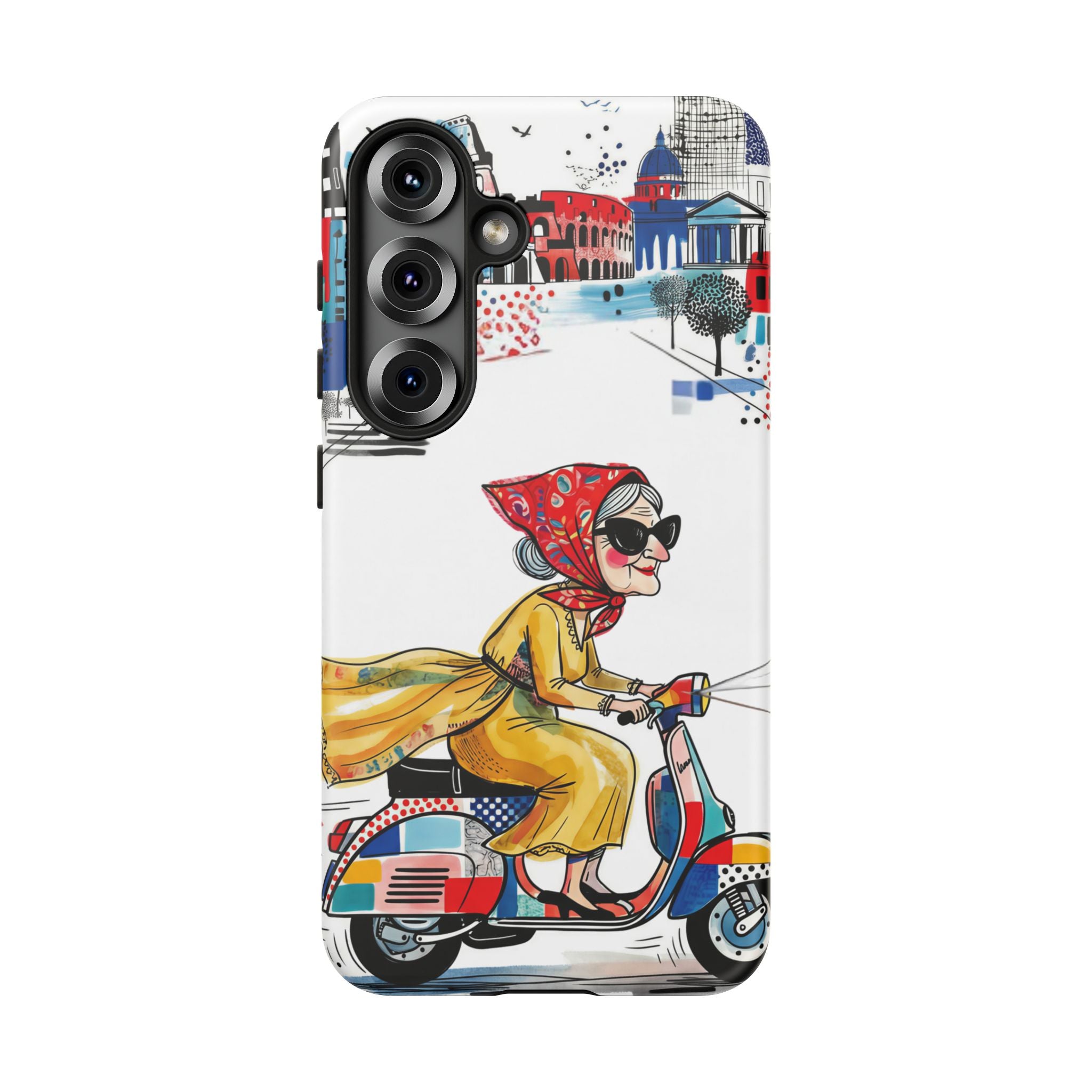 Vintage Vespa Granny Samsung Galaxy Phone Case | Retro Scooter Travel iPhone Cover