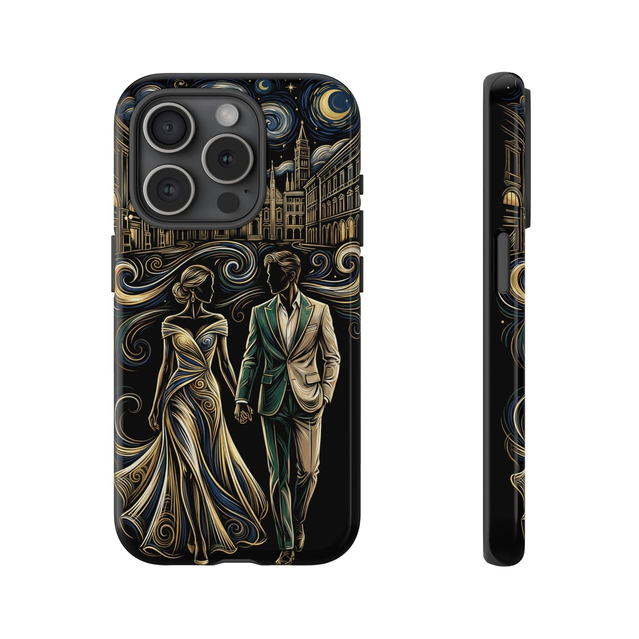 Romantic Night Walk iPhone Case | Elegant Couple Art