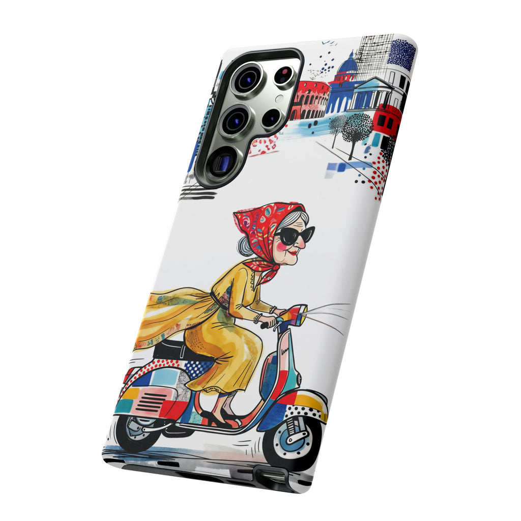 Vintage Vespa Granny Samsung Galaxy Phone Case | Retro Scooter Travel iPhone Cover