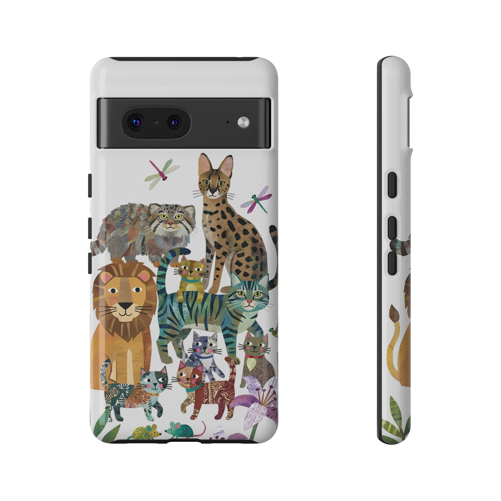 Cute Jungle Cats Google Pixel Phone Case | Colorful Animal Safari Protective Case