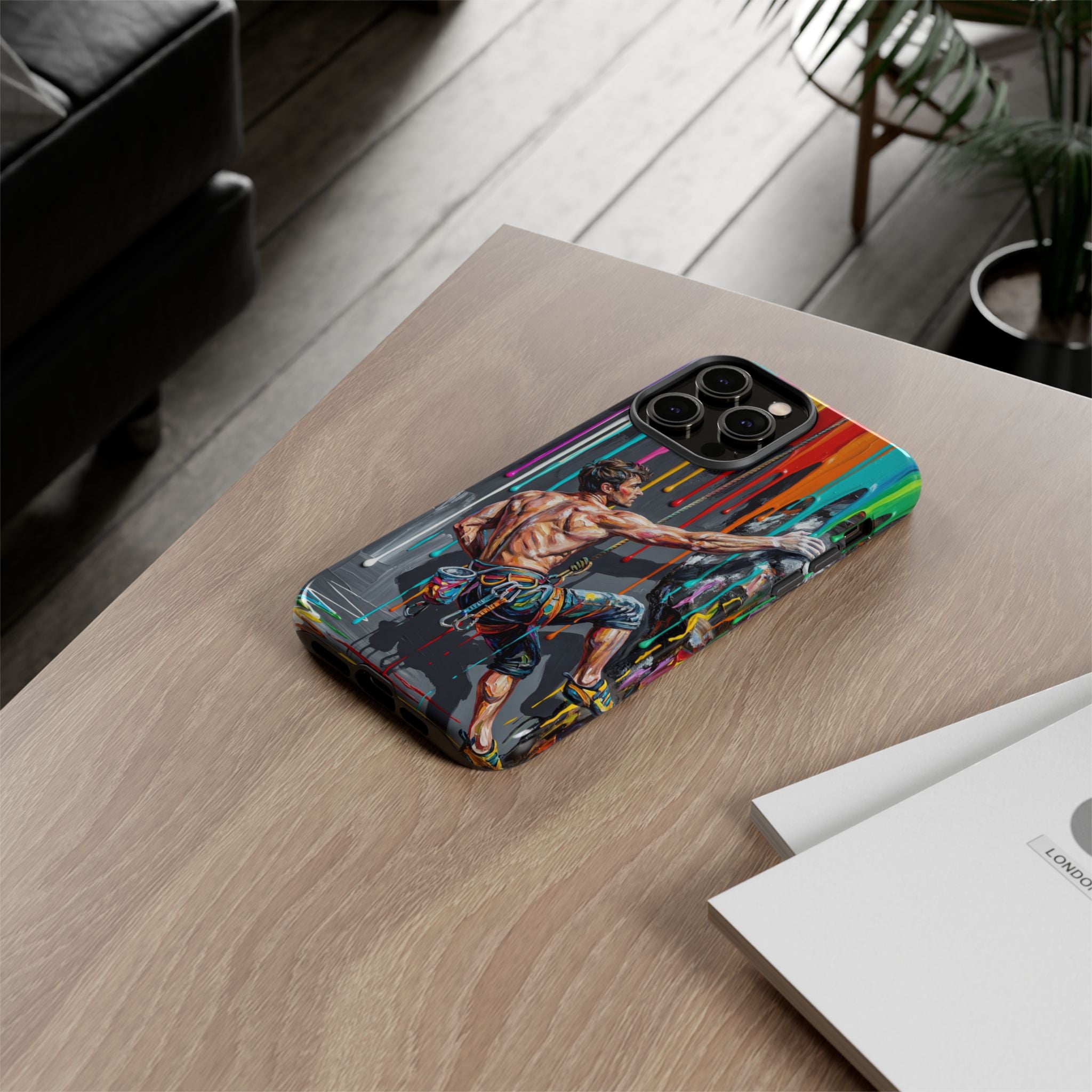 Colourful Rock Climber Art Protective iPhone Case